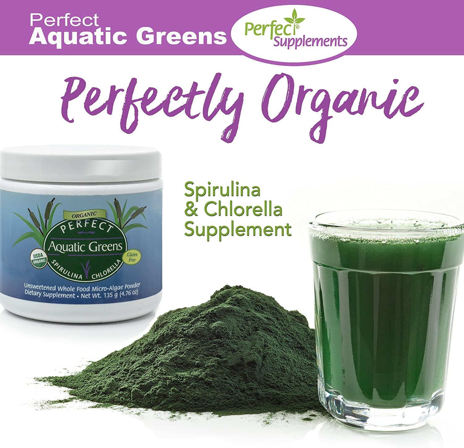 Perfect Organic Aquatic Greens Unsweetened Spirulina and Chlorella