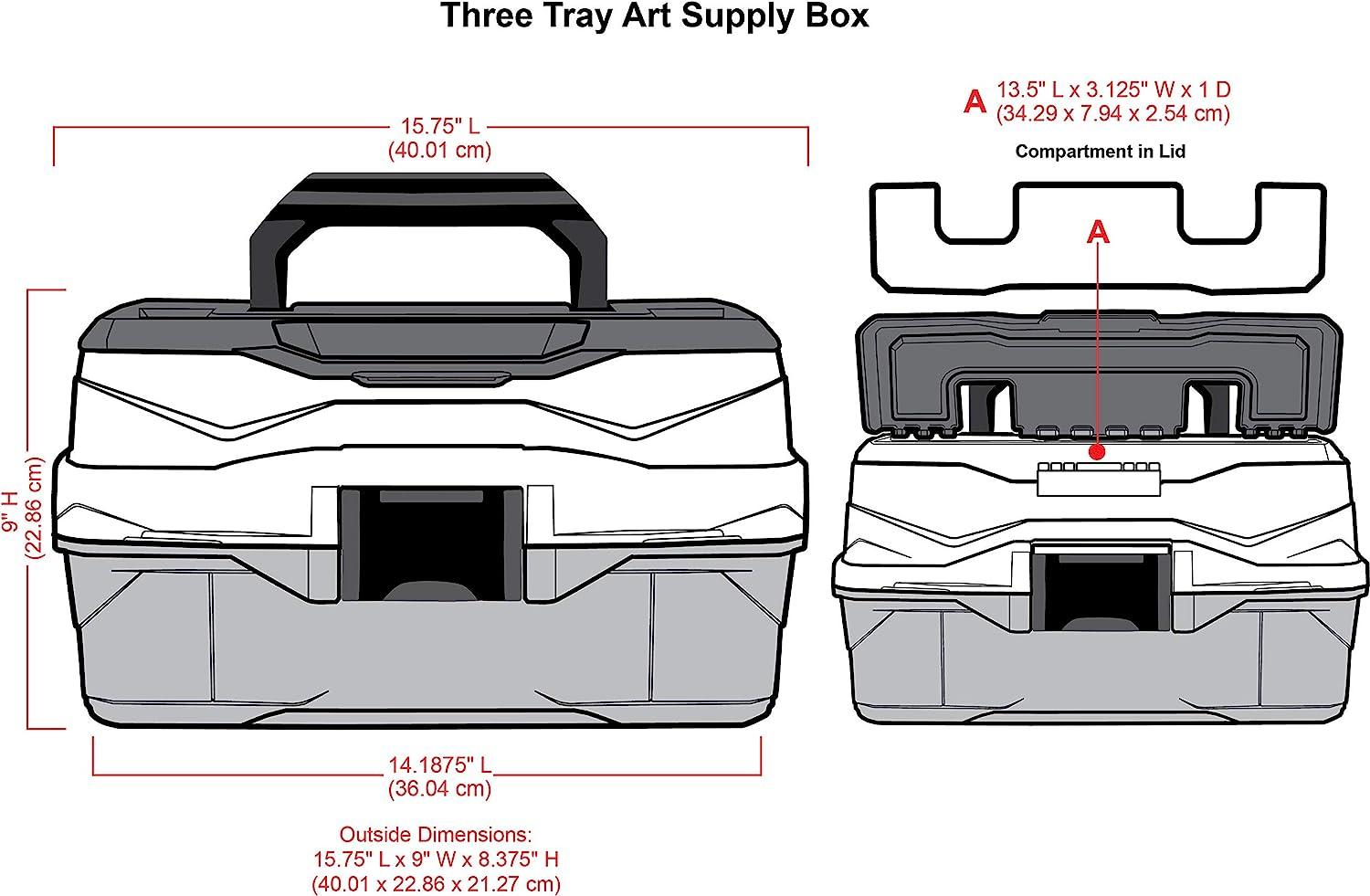ArtBin 6893AG 3-Tray Art Supply Box, Portable Art & Craft Organizer with  Lift-Up Trays, [1] Plastic Storage Case, Gray/Black