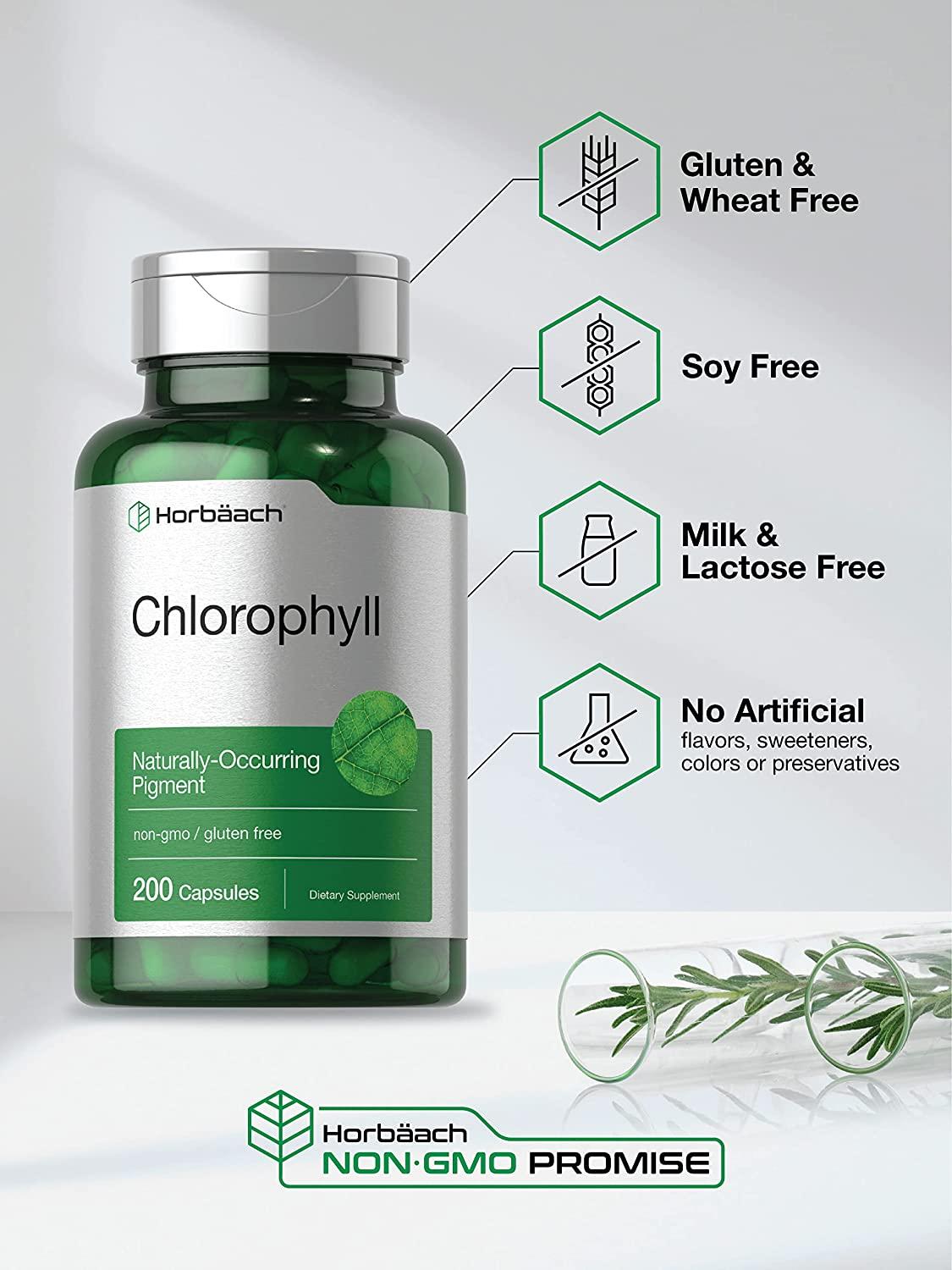 Chlorophyll Capsules 200 Count NonGMO and Gluten Free Supplement