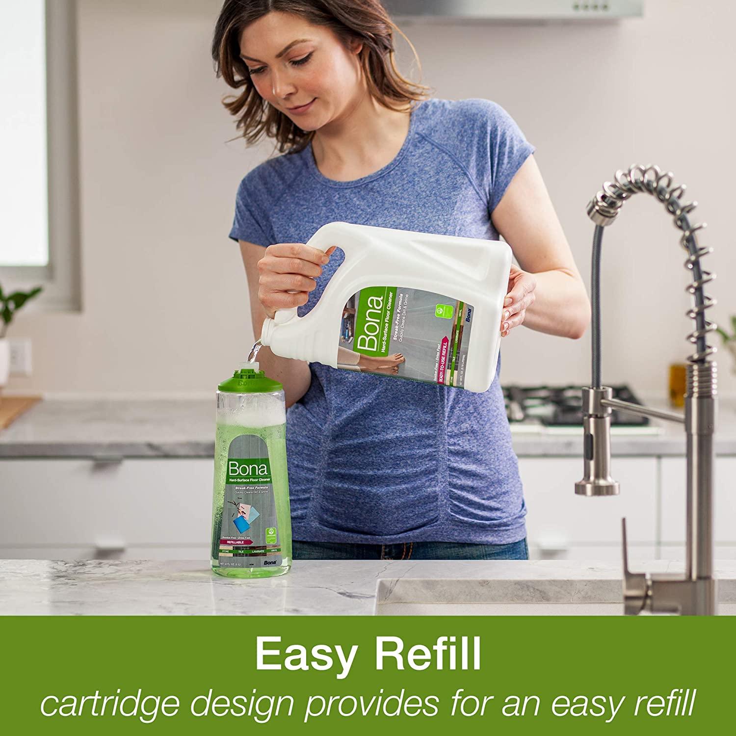 Bona HardSurface Floor Cleaner Refillable Spray Mop Cartridge, for