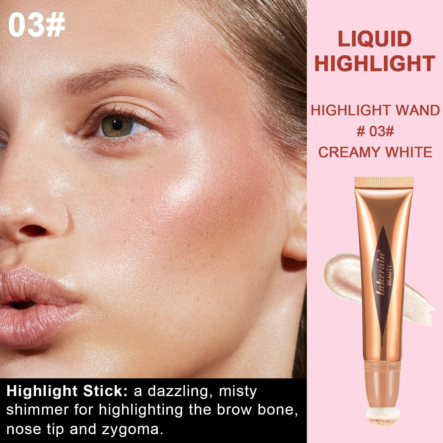 Lisara Highlighter Beauty Wand Creamy White Liquid Highlighter Stick with Cushion Applicator
