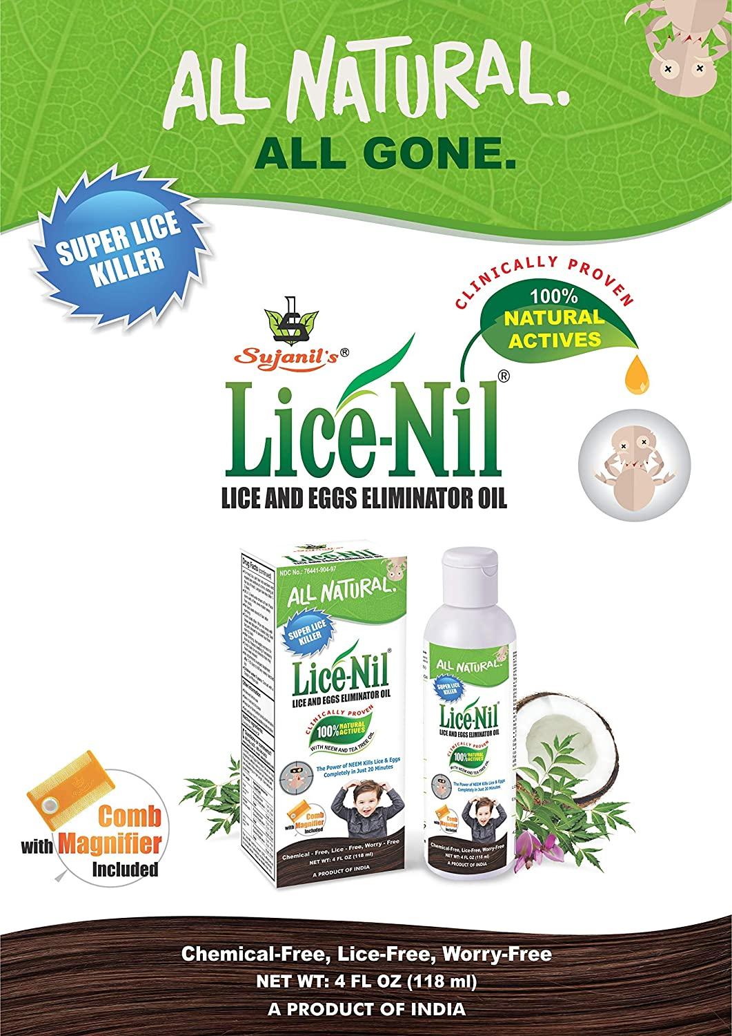 LiceNil Natural Head Lice Treatment Oil Kit Kills Super Lice & Eggs