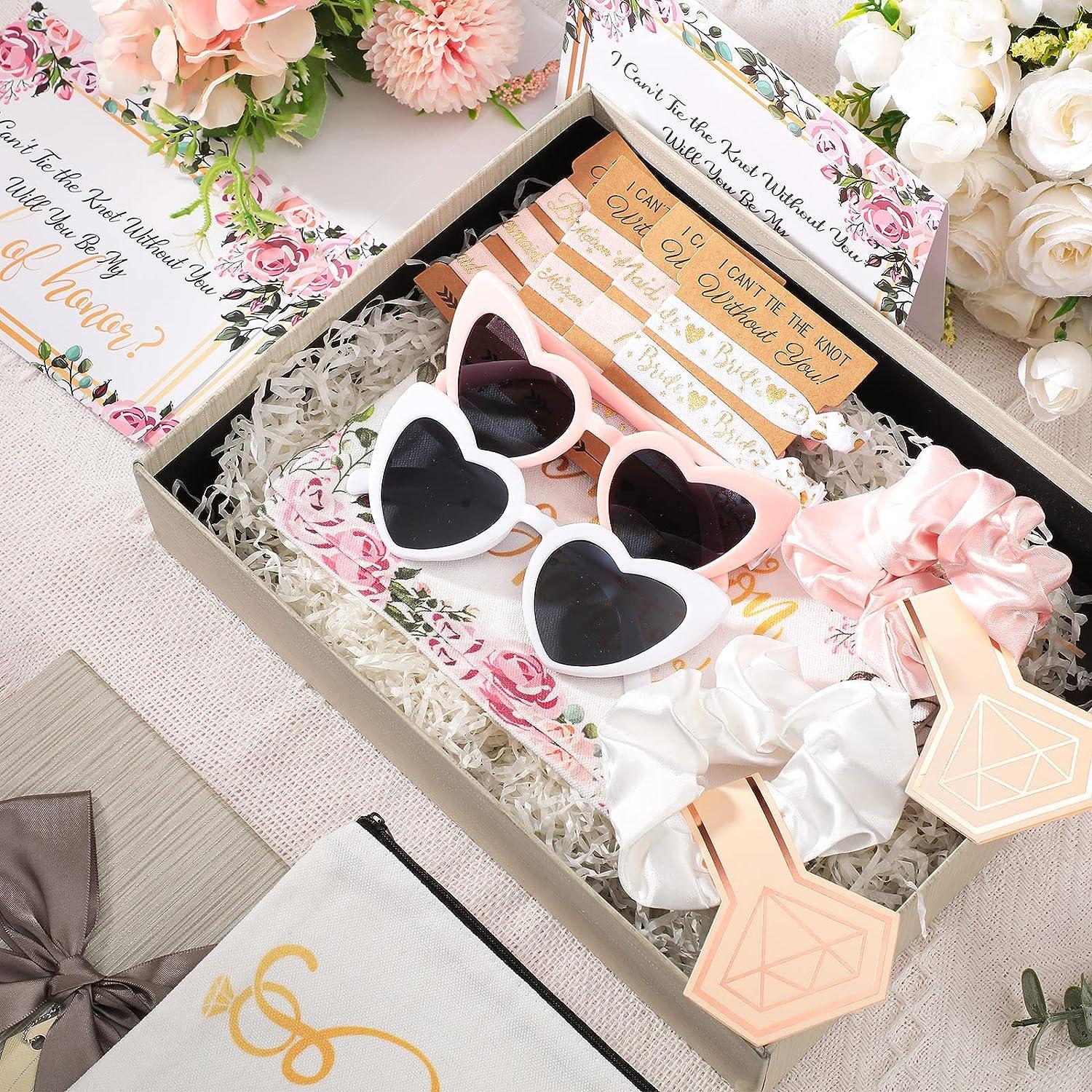 Bridesmaid Proposal Gift Set: Cosmetic Makeup Bag, Hair Ties