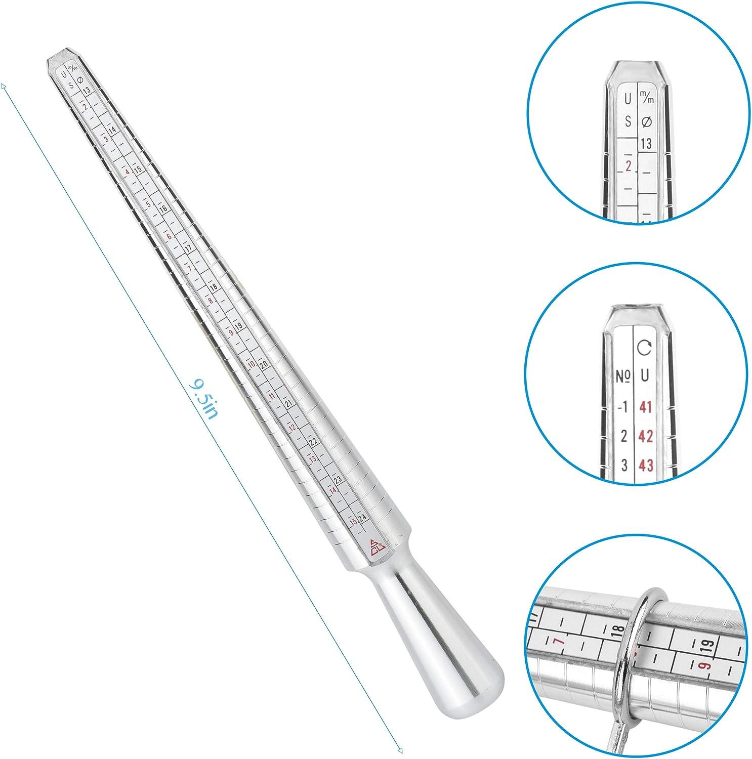 Metal Ring Sizer Tool Set Ring Gauges with Finger Sizer Mandrel for