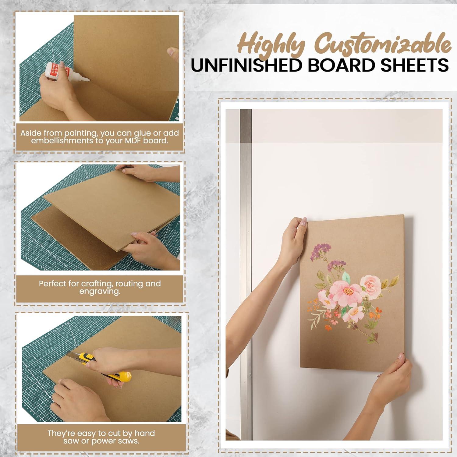 8-Pack 11x14x1/4 MDF Boards - Ideal for Carpentry, Interior Design