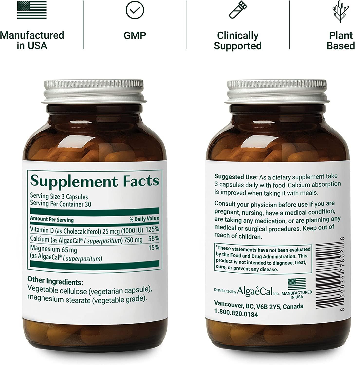 AlgaeCal Calcium Supplement Made with Natural Red Algae PlantBased