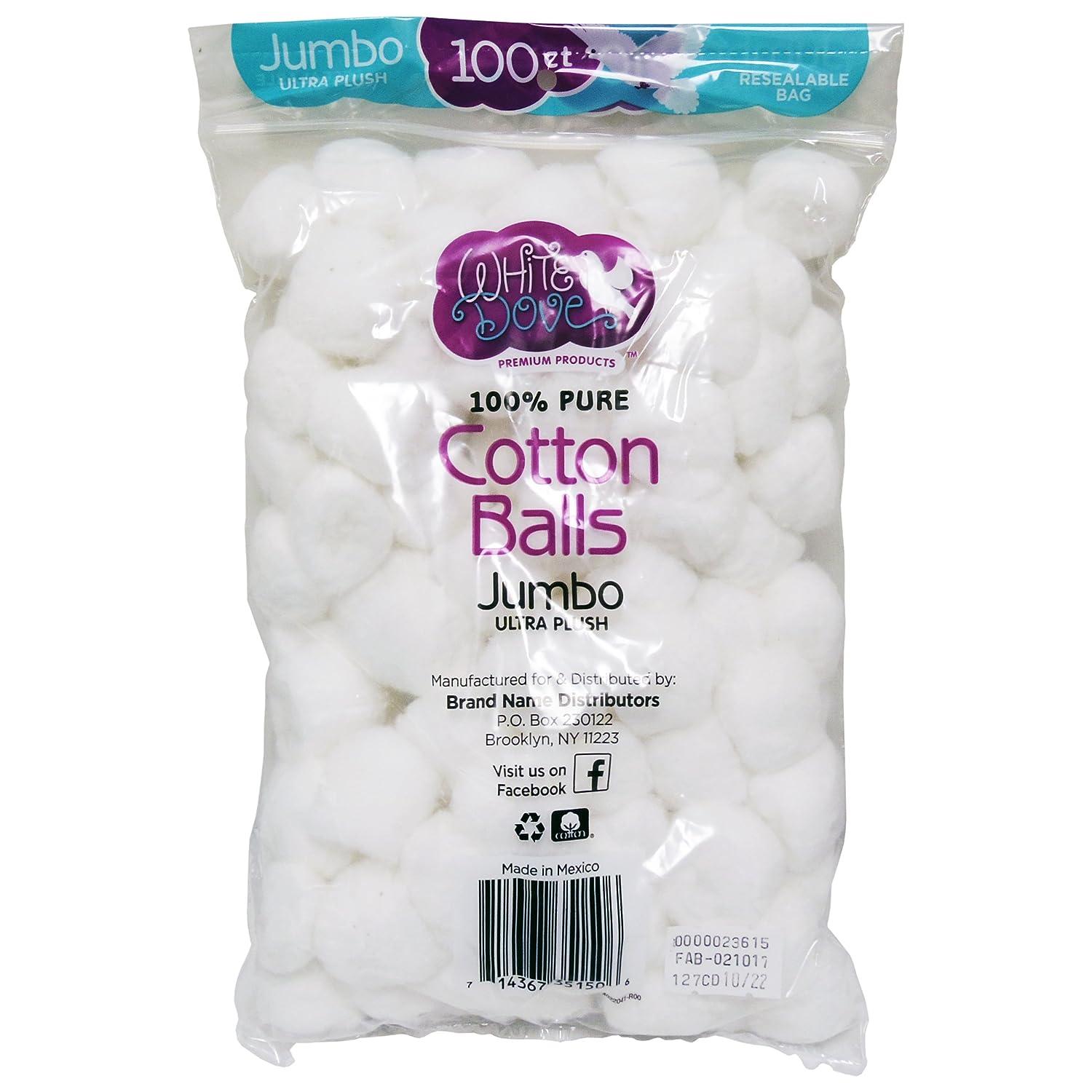 Assured Cotton Balls Jumbo Size 100% Pure Cotton - 100 Count