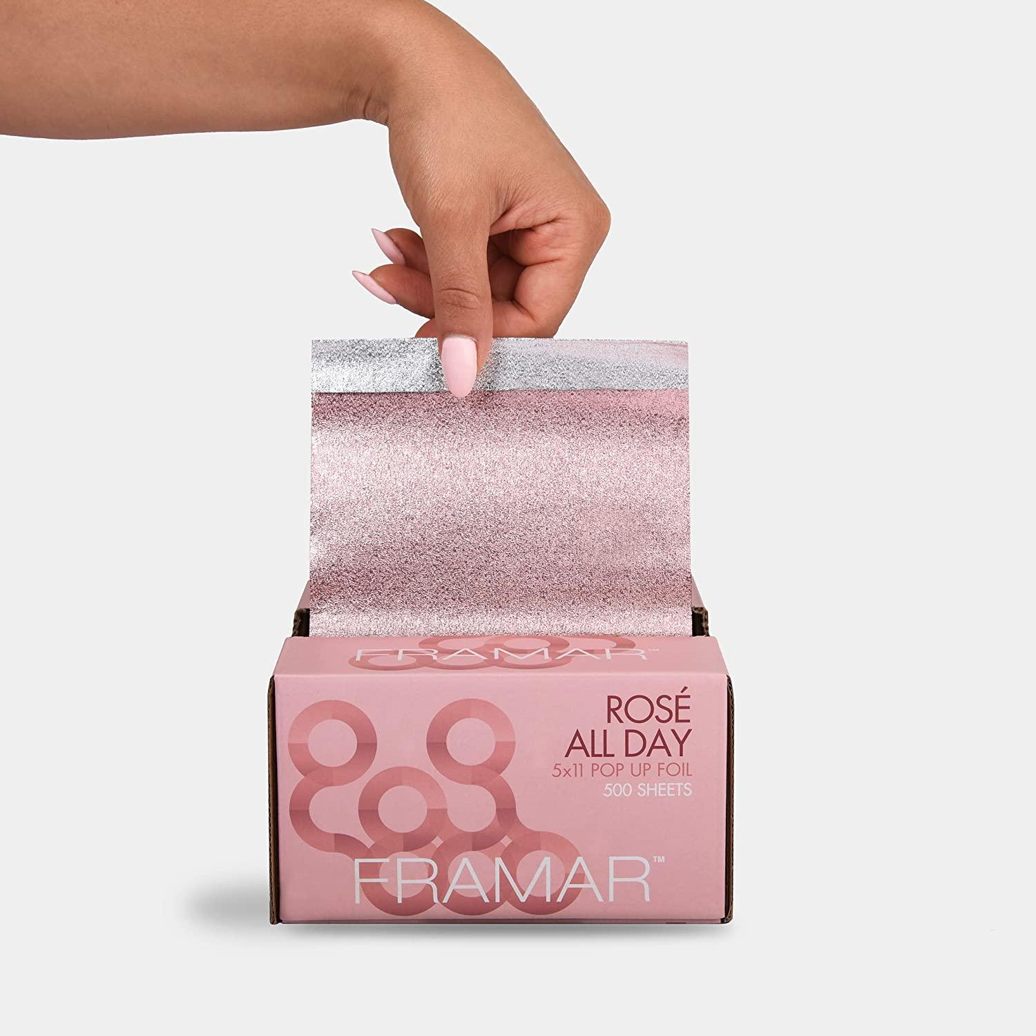 Framar Rosé All Day Embossed Roll Aluminum Foil, Hair Foils for Highlighting - Medium 320 ft