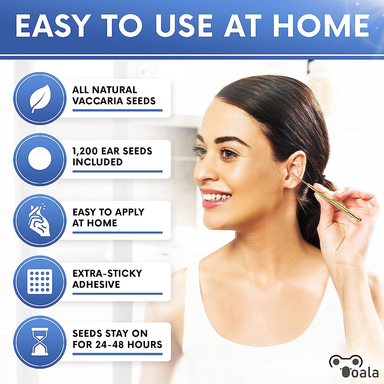 Ooala MultiCondition Ear Seeds Acupuncture Kit 1200 Seeds, Charts