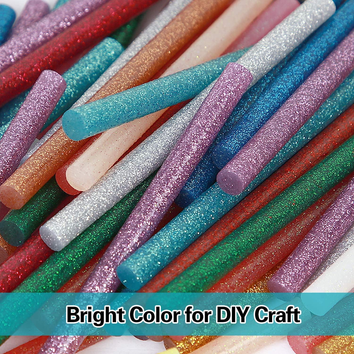  Colored Hot Glue Sticks, Enpoint 3.93 x 0.27 in Mini Glue Stick  Glitter, EVA Adhesive Colorful Hot Melt Glue Sticks for DIY Art Craft  Sealing General Repairs Gluing Projects, 144 PCS
