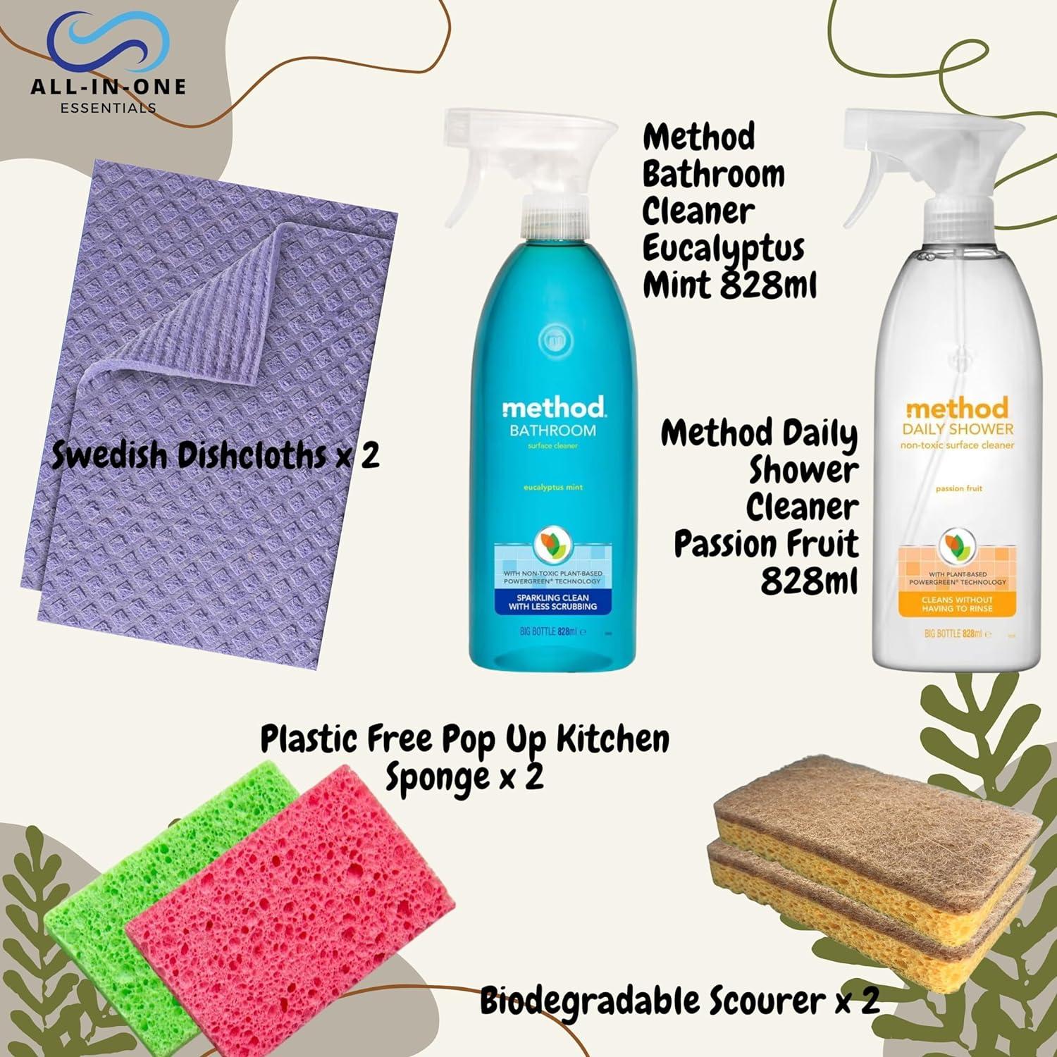 Eco Bathroom Cleaning Bundle With Method Bathroom Cleaner and Daily ...