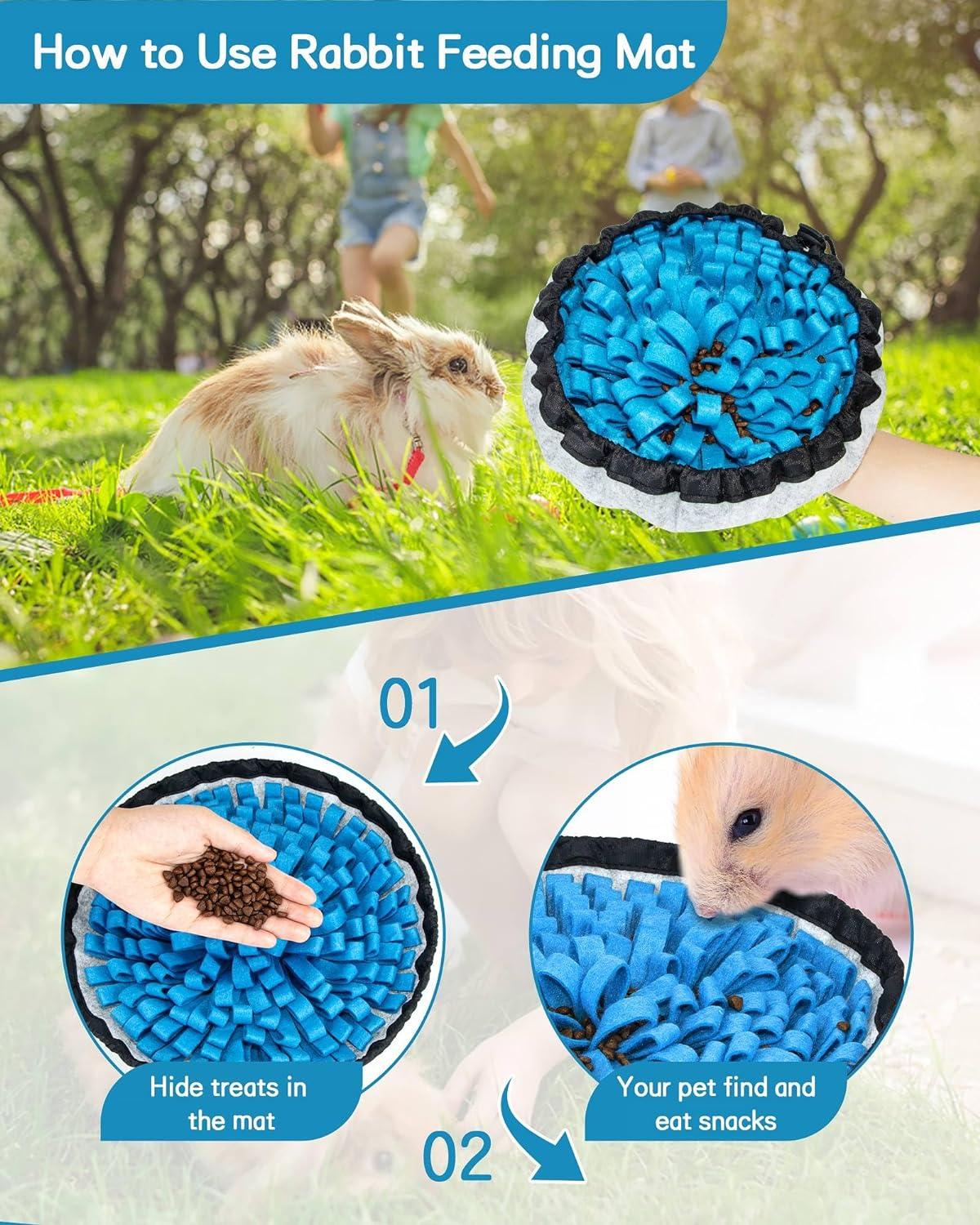 OVERTANG Rabbit Foraging Mat - 12 x 12 Polar Fleece Snuffle Feeding Toy ...