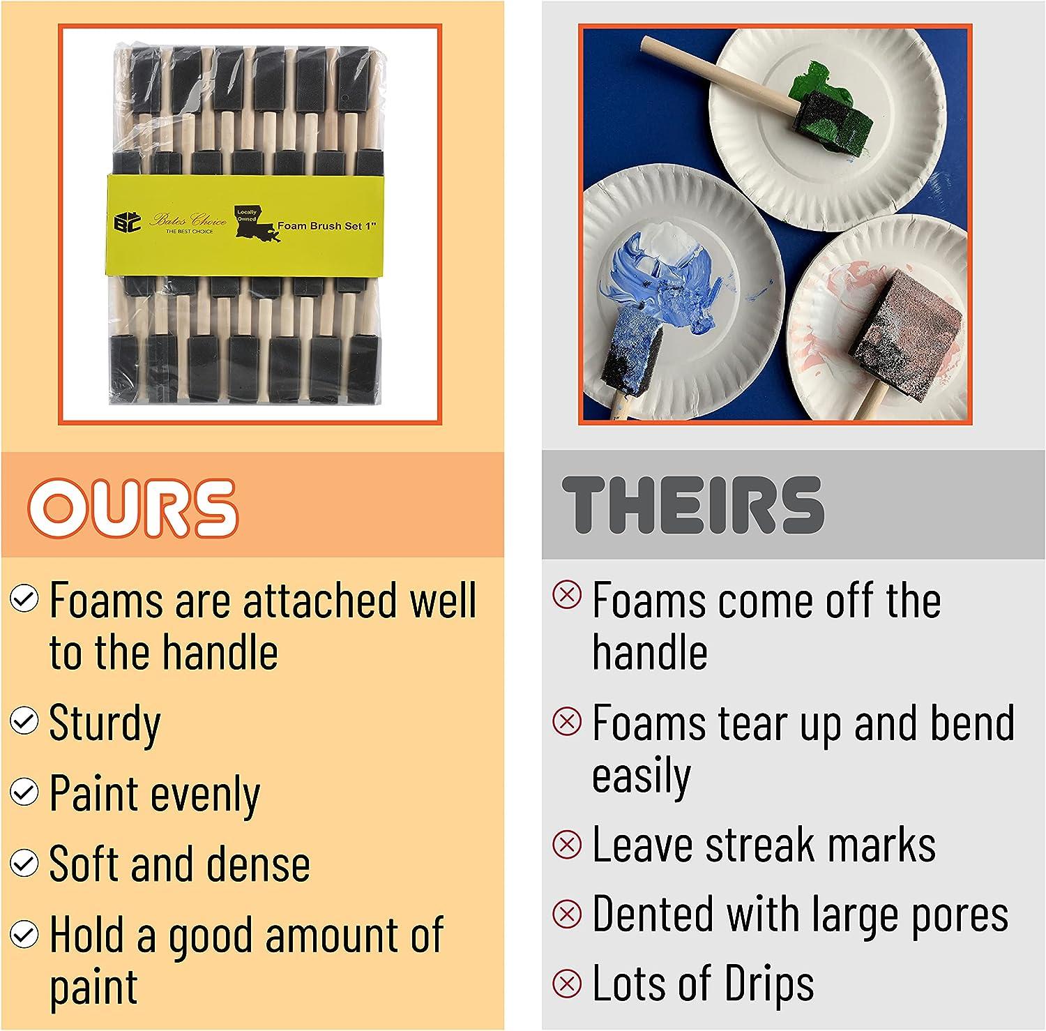 Bates- Foam Paint Brushes, 26 Pack, 1 Inch, Sponge Brushes, Sponge