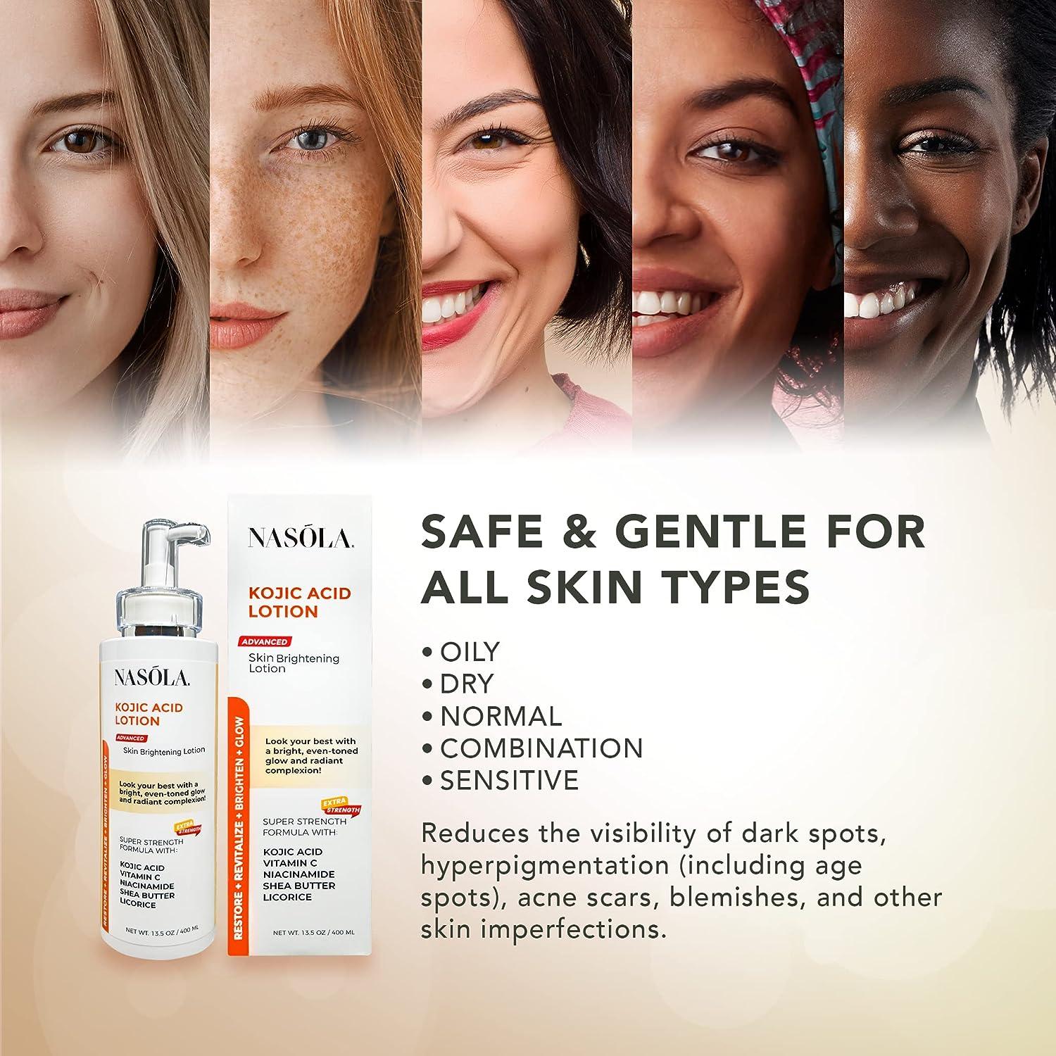 Nasola Kojic Acid Lotion Skin Brightening for Face & Body Vitamin C