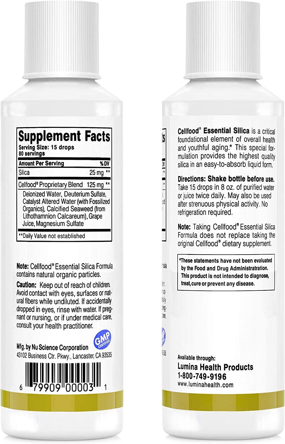 Cellfood Essential Silica Anti-Aging Formula 4 fl oz - Supports Healthy  Bones, Joints, Hair, Skin, Nails, Teeth & Gums - Easy to Absorb Liquid -  Gluten Free, Non-GMO - 40-Day Supply |