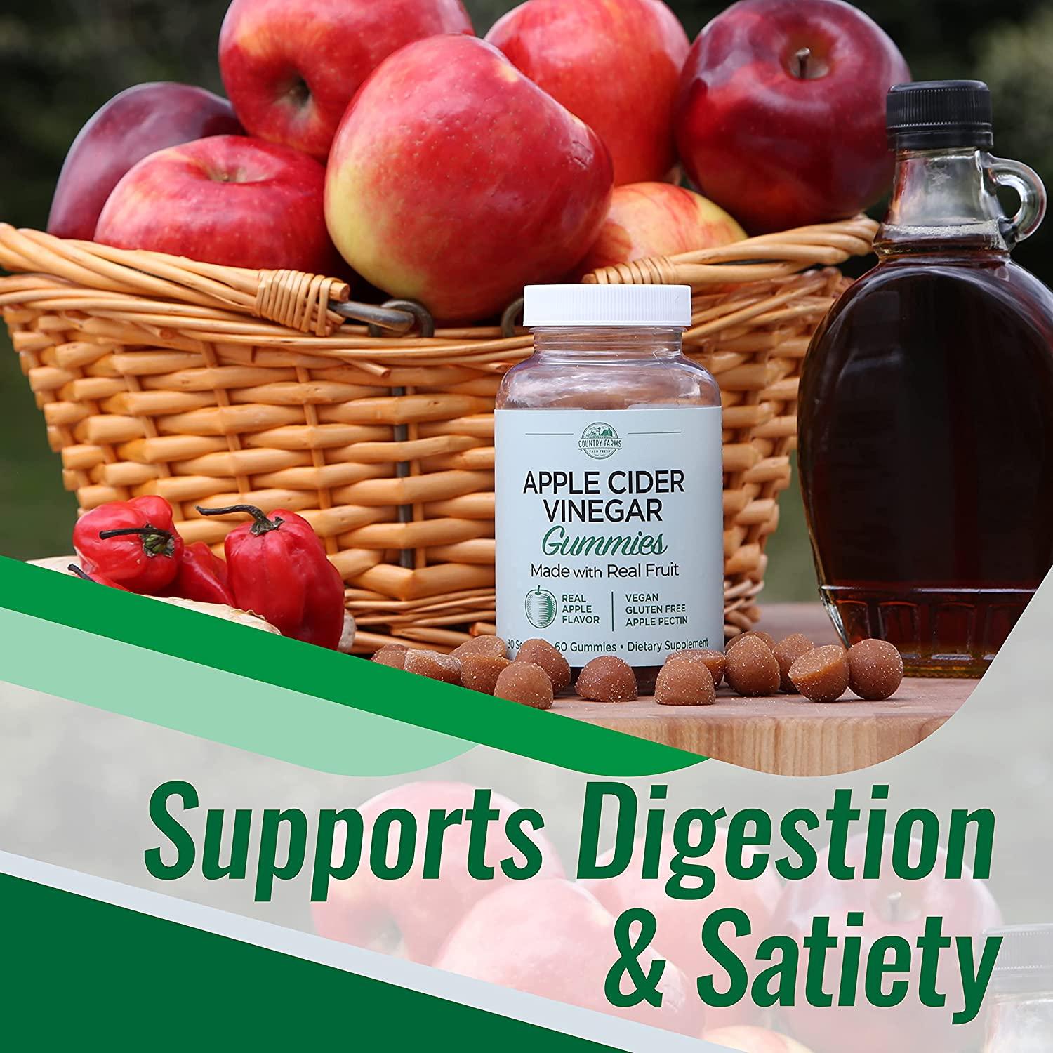 Country Farms Apple Cider Vinegar Gummies, Reduce Bloat & Water Weight