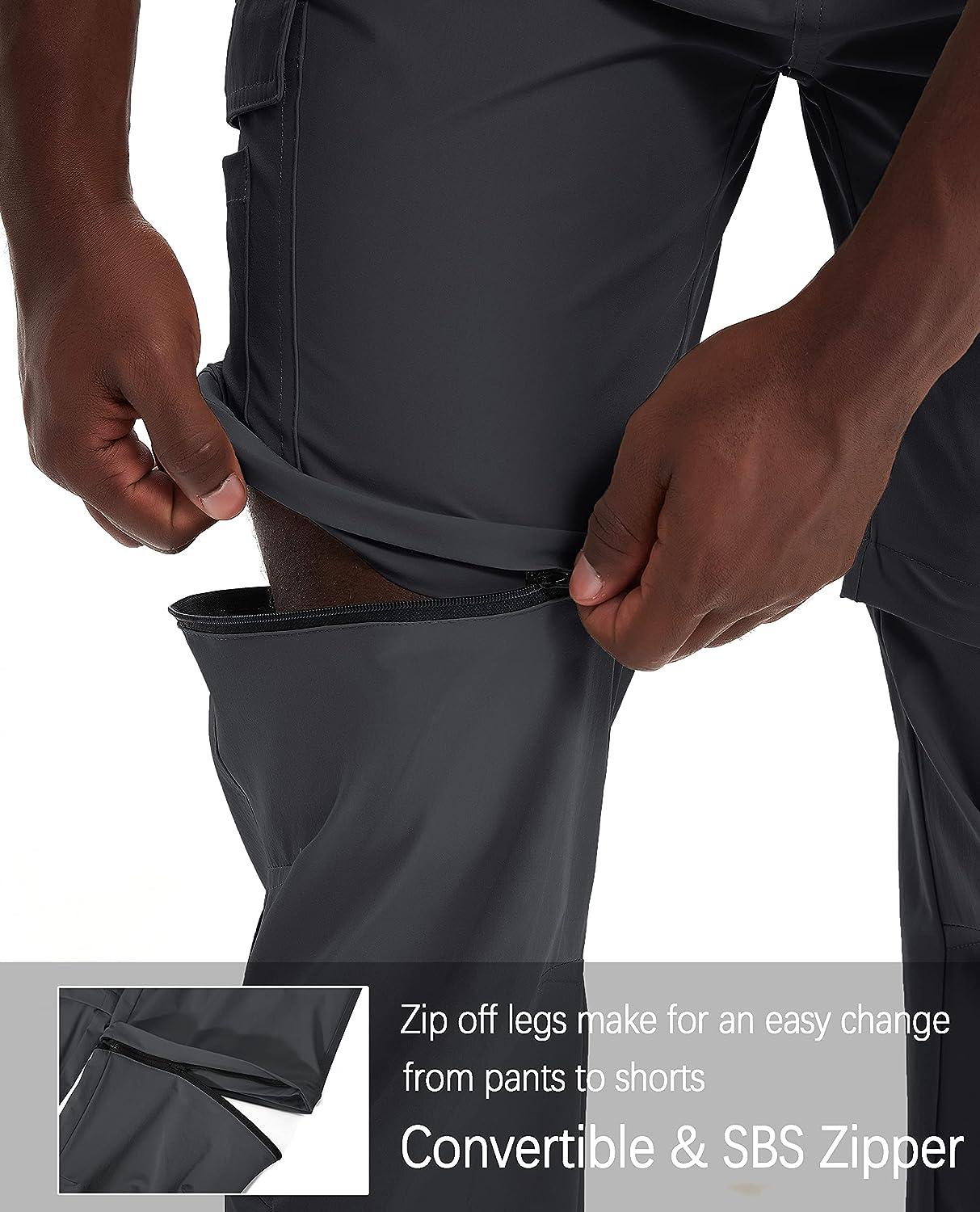 Mens Hiking Convertible Pants Waterproof Lightweight Quick Dry Zip