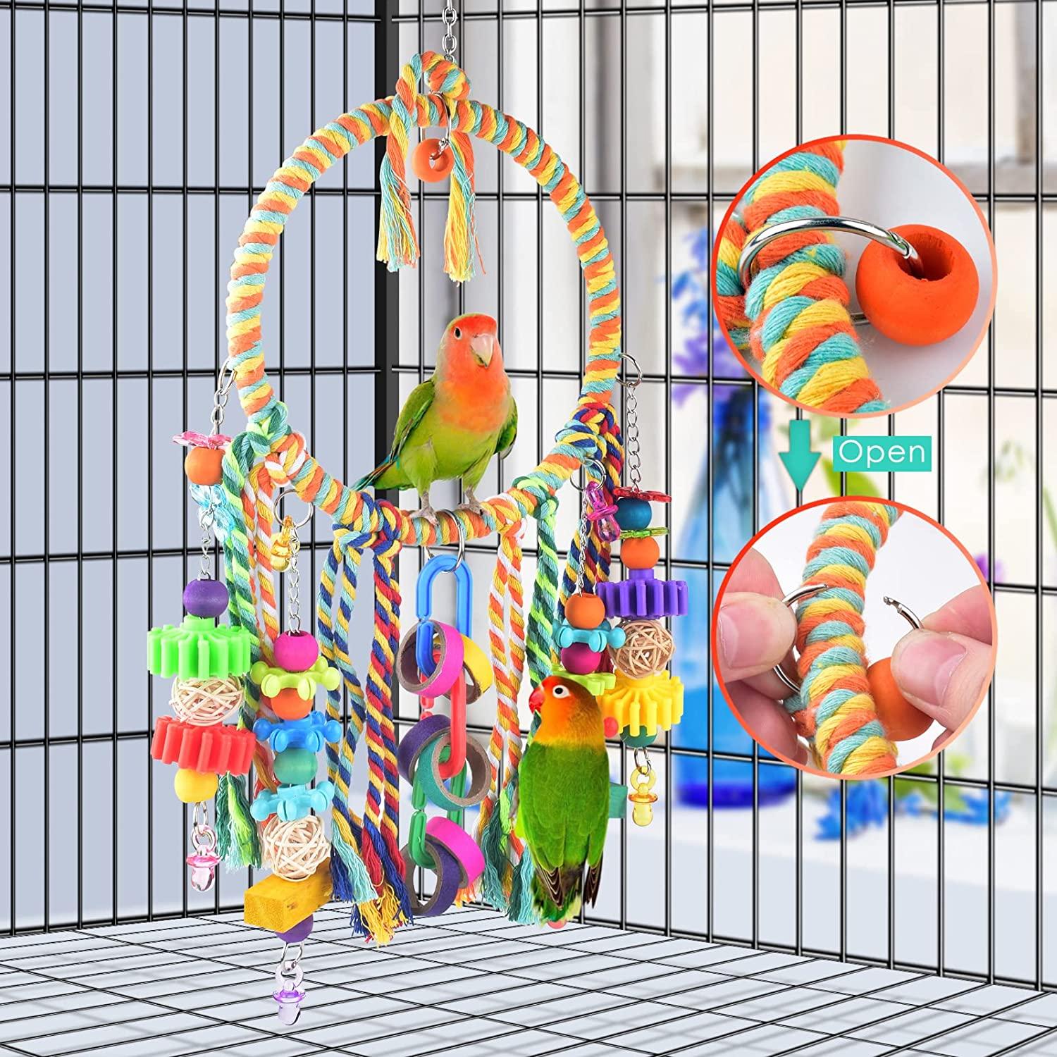 Katumo Bird Swing Toy with Colorful Chewing Toys for Lovebirds, Finches