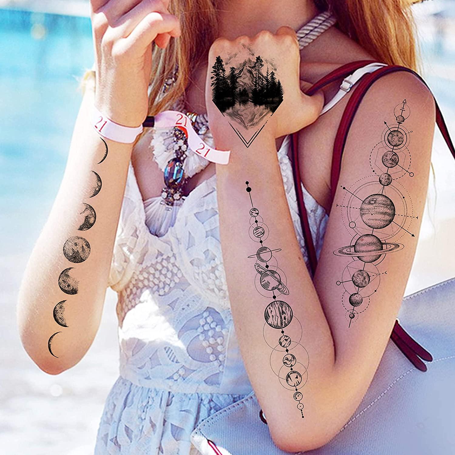 JOEHAPY 33 Sheets Black Outer Space Temporary Tattoos JOEHAPY 33 Sheets Black Outer Space Temporary Tattoos