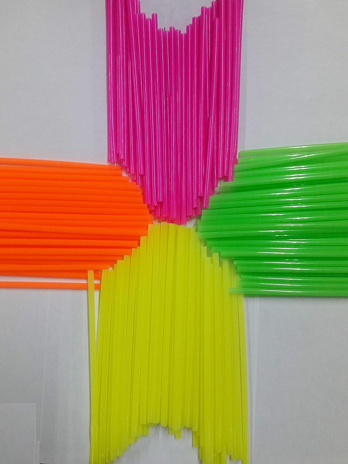 Wow Plastic Disposable Plastic Drinking Straws 250 count (neon) (Neon).