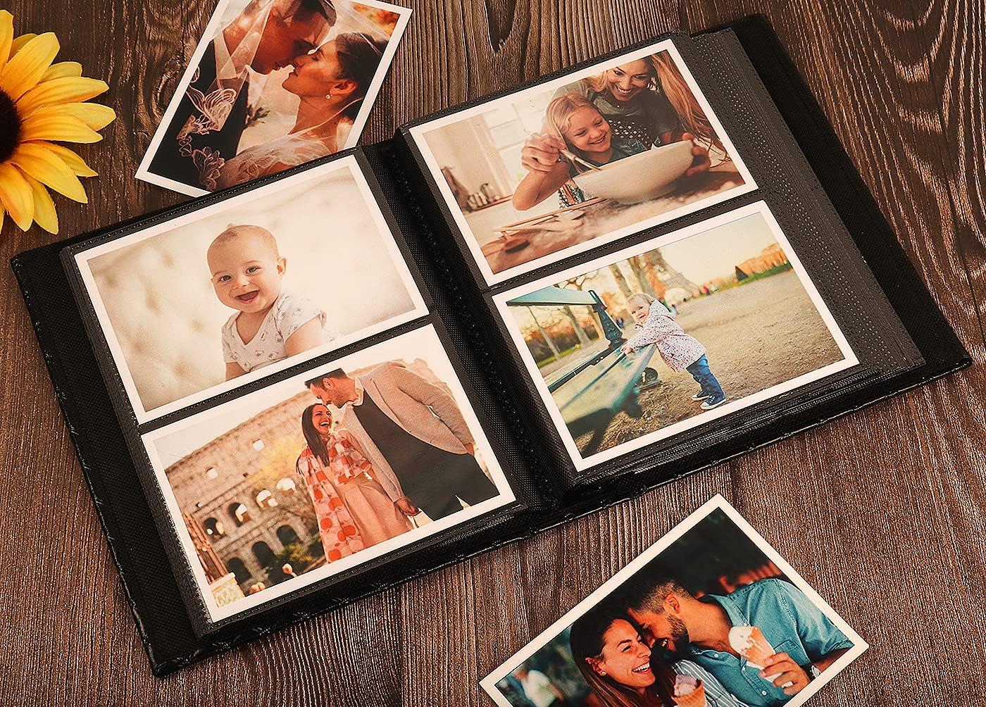 RECUTMS 4x6 Photo Album Holds 200 Photos Button Grainy Leather