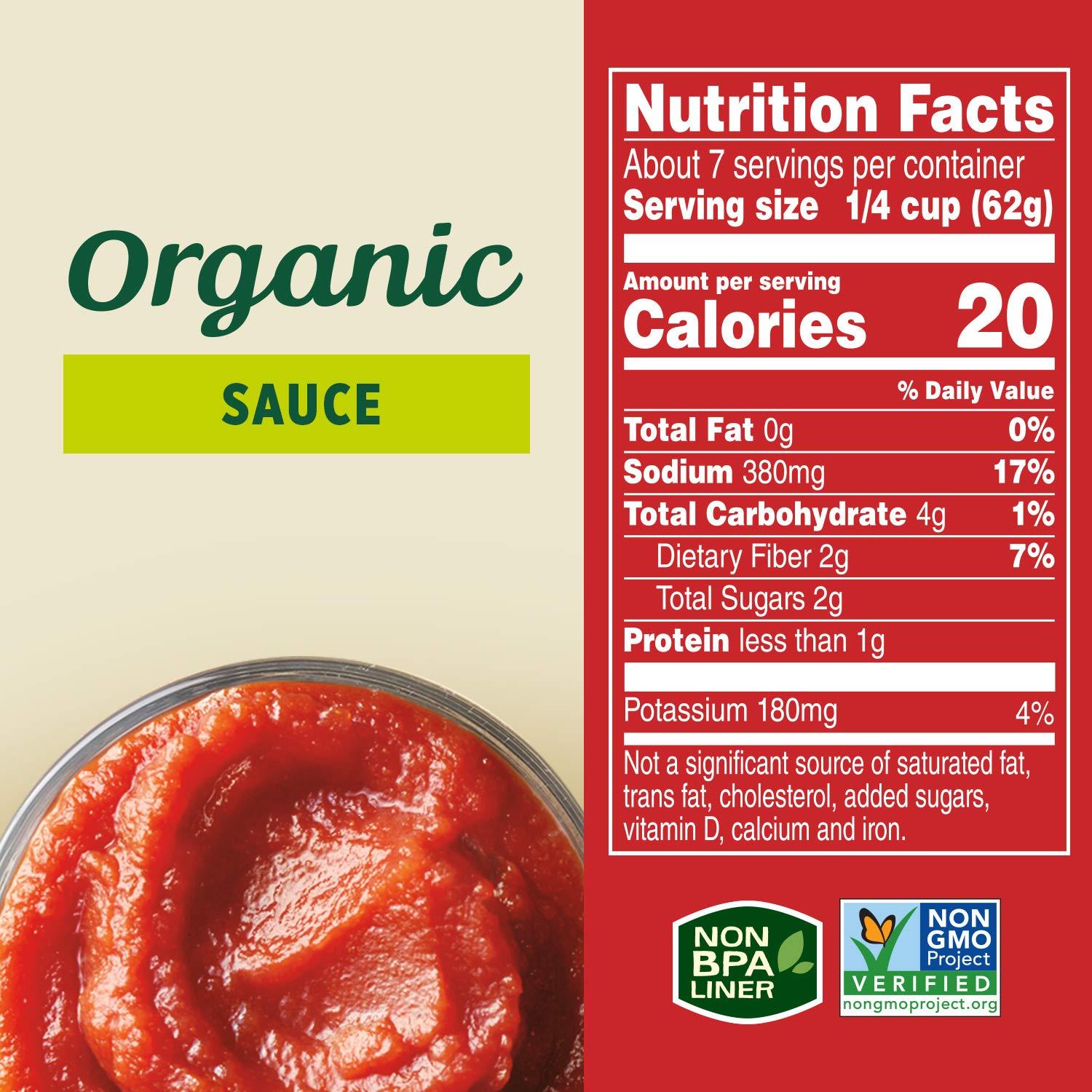 Hunt's Organic Tomato Sauce, Keto Friendly, 15 oz, 12 Pack