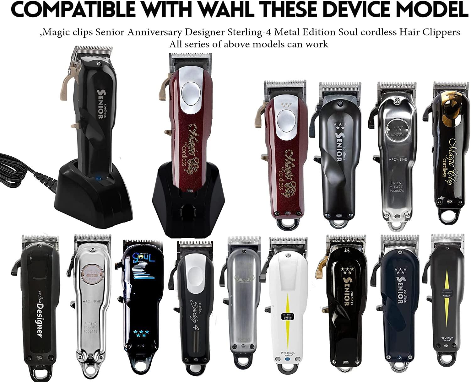 Hair Clippers Charging Stand, Kaynway Professional 2 in 1 Clipper Charging  Dock Station Base for All Wahl Magic Clip Senior Designer Sterling-4  Cordless Clipper - New and Old Versions (Black)