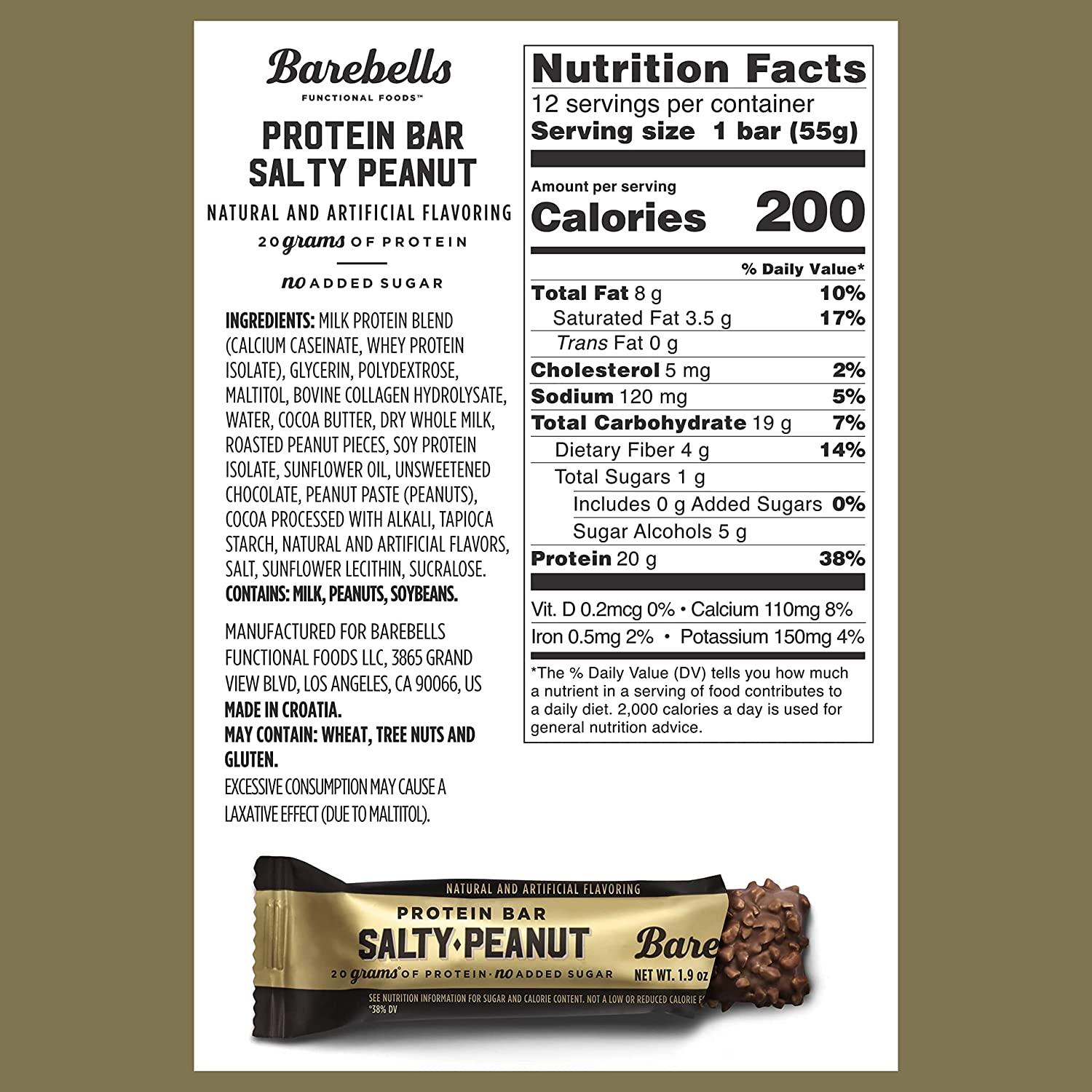 Barebells Protein Bars Salty Peanut 12 Count, 1.9oz Bars Protein
