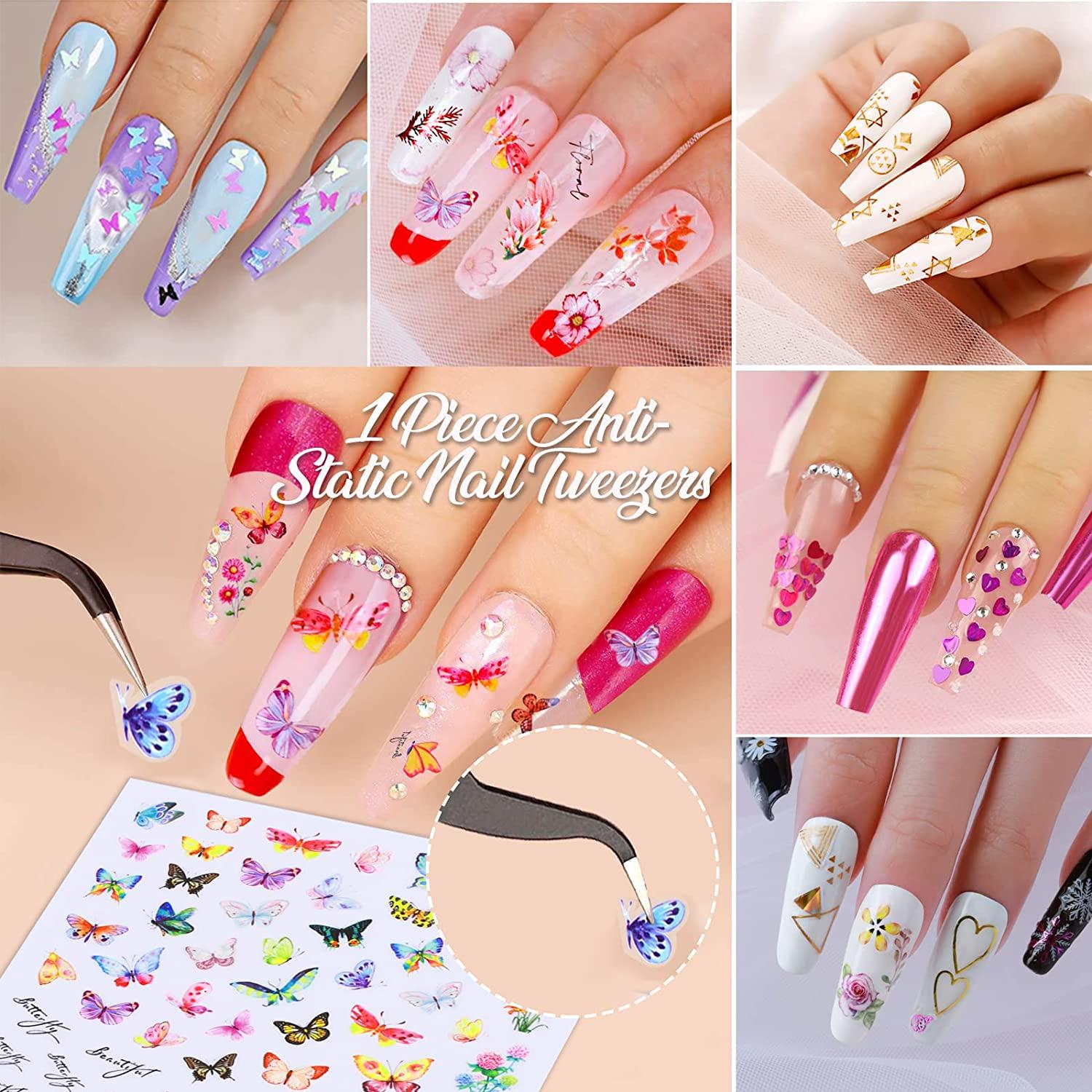 1 Box Of 12 Colour 3d Nail Art Stickers Real Dried Flowers Nail