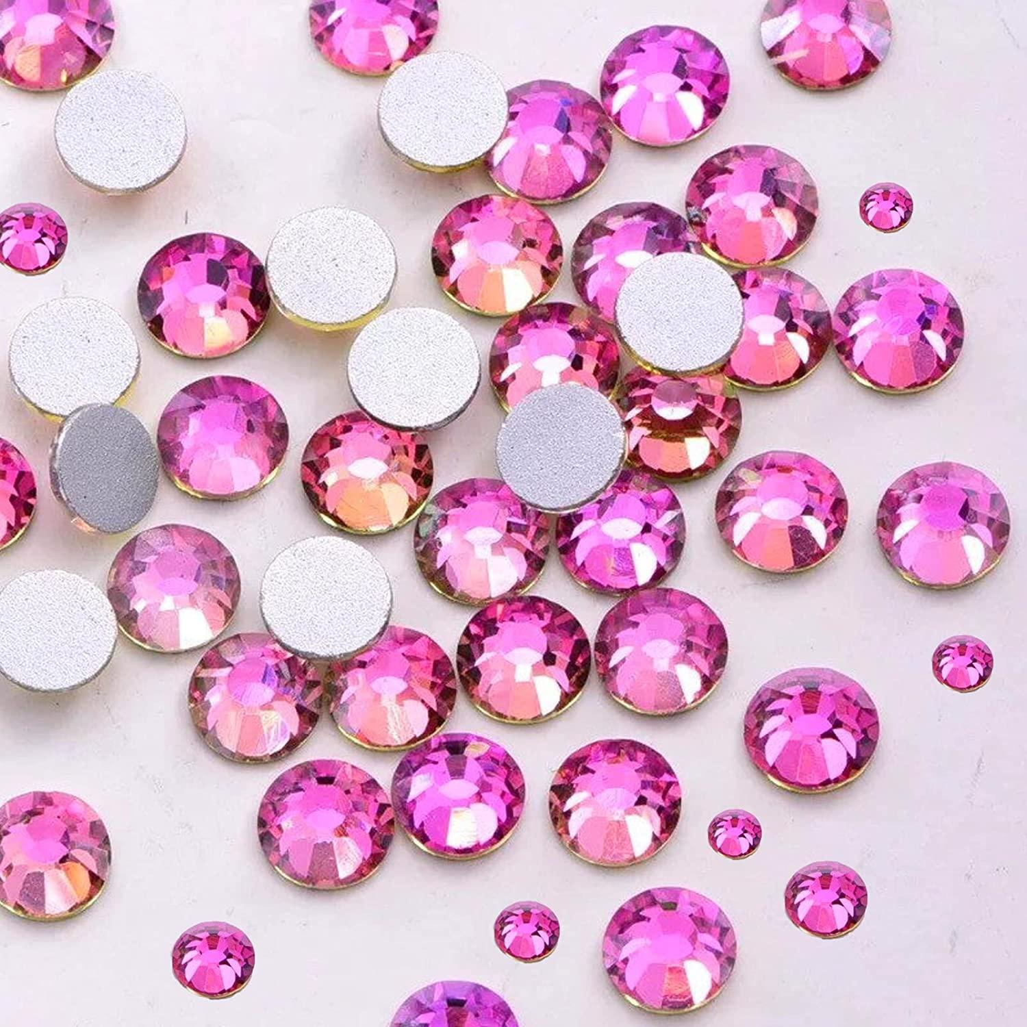 Dowarm 2650 Pieces Glass Flat Back Crystal Rhinestones Round Gems, 6 Sizes  1.5mm - 6.5mm, Flatback Crystals Loose Gemstones for Crafts Nail Face Art  Clothes Jewelry (Rose Vitrail)