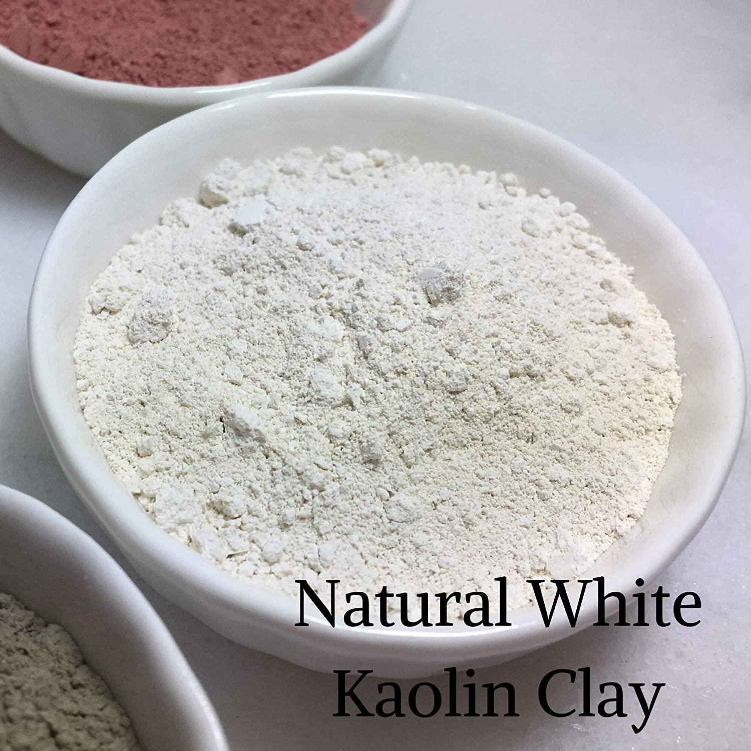 Kaolin White Clay 12 oz Powder, 100% natural for making DIY spa mud mask  for face/facial, hair, body, soap, deodorant, bath bomb, talc, setting  makeup, and lotion by Bare Essentials Living