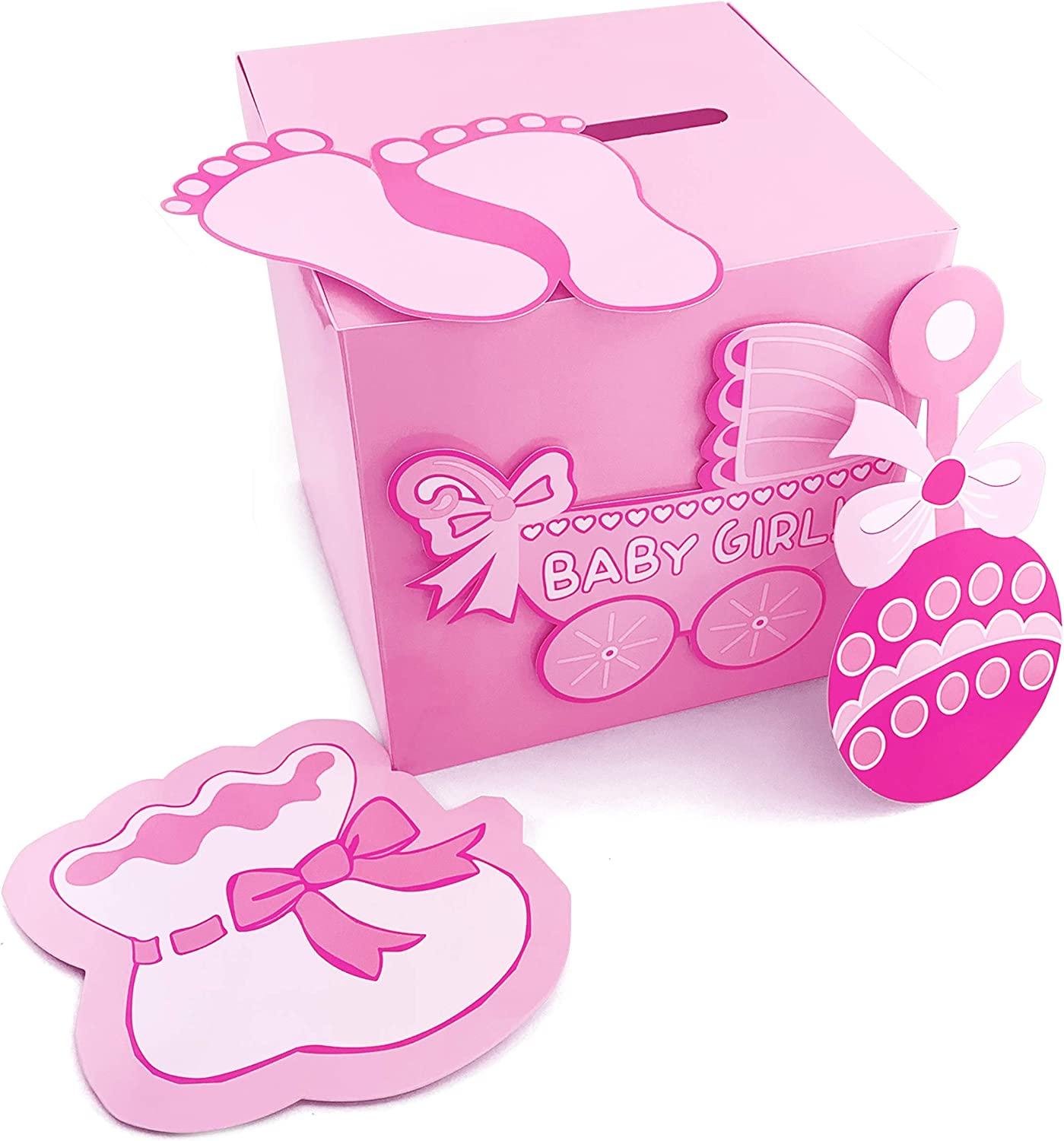 Baby Shower Wishing Well Card Box Pink Keepsake Carriage Decoration
