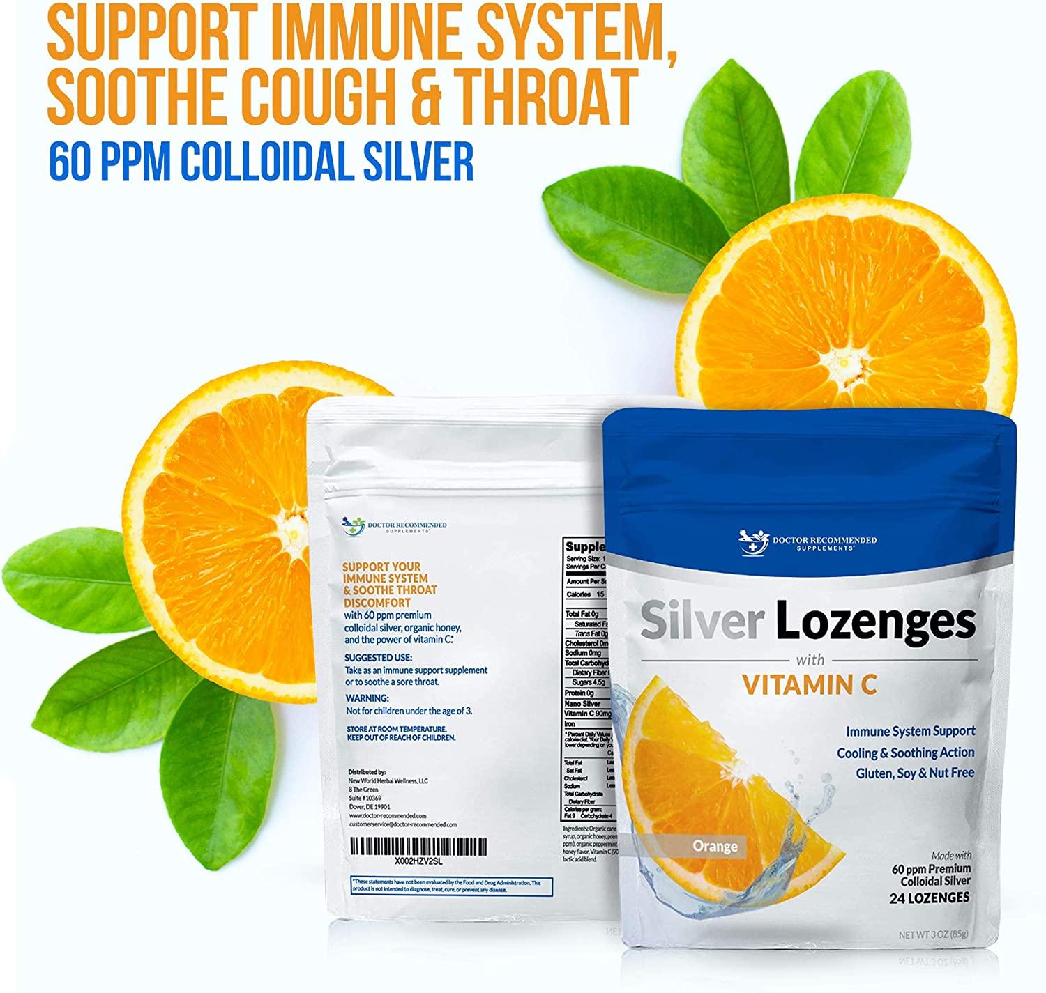 Premium Nano Silver 60 PPM Colloidal Silver Lozenges with Vitamin C