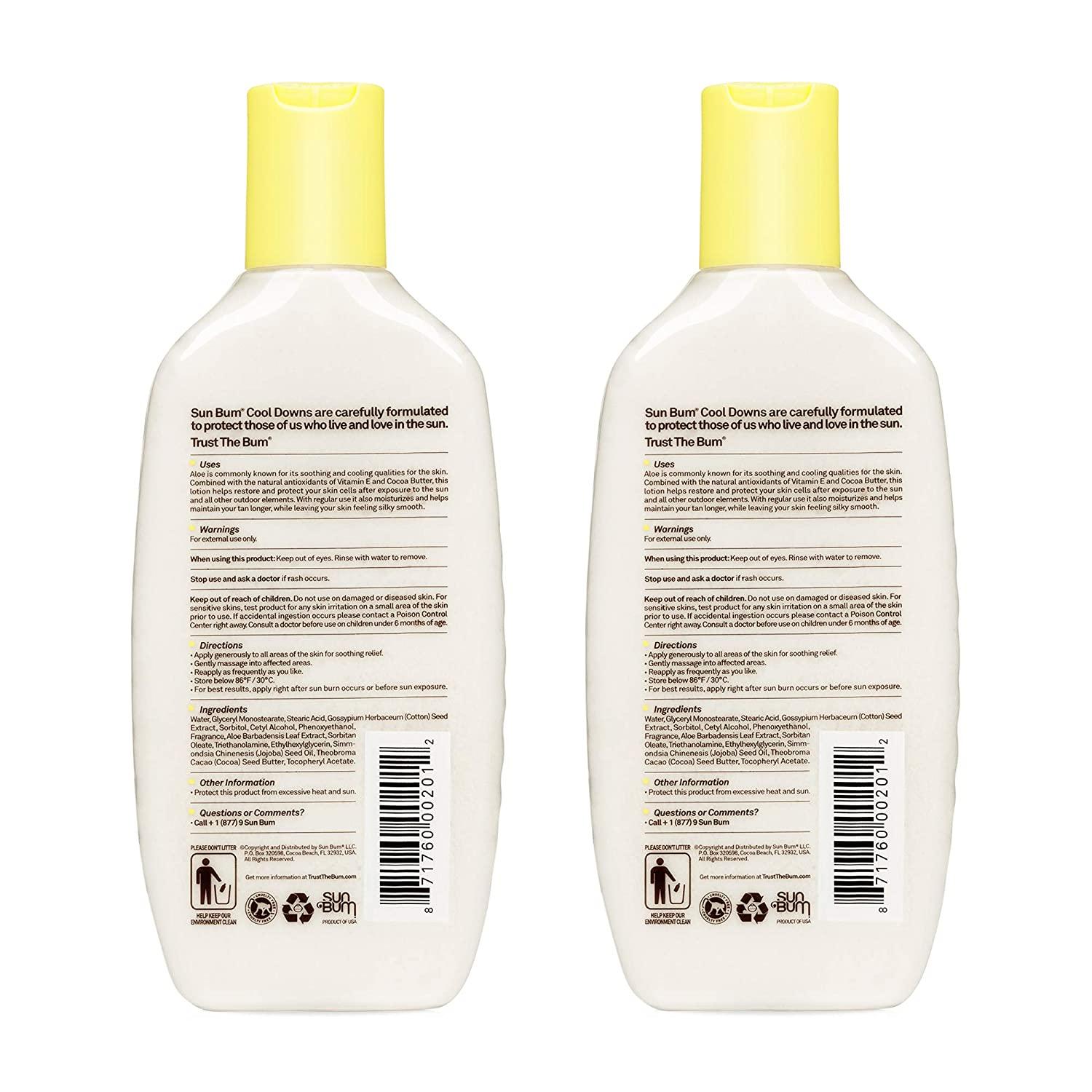 Sun Bum Cool Down Aloe Vera Lotion 2 Pack Vegan & Hypoallergenic After Sun Gel with Cocoa