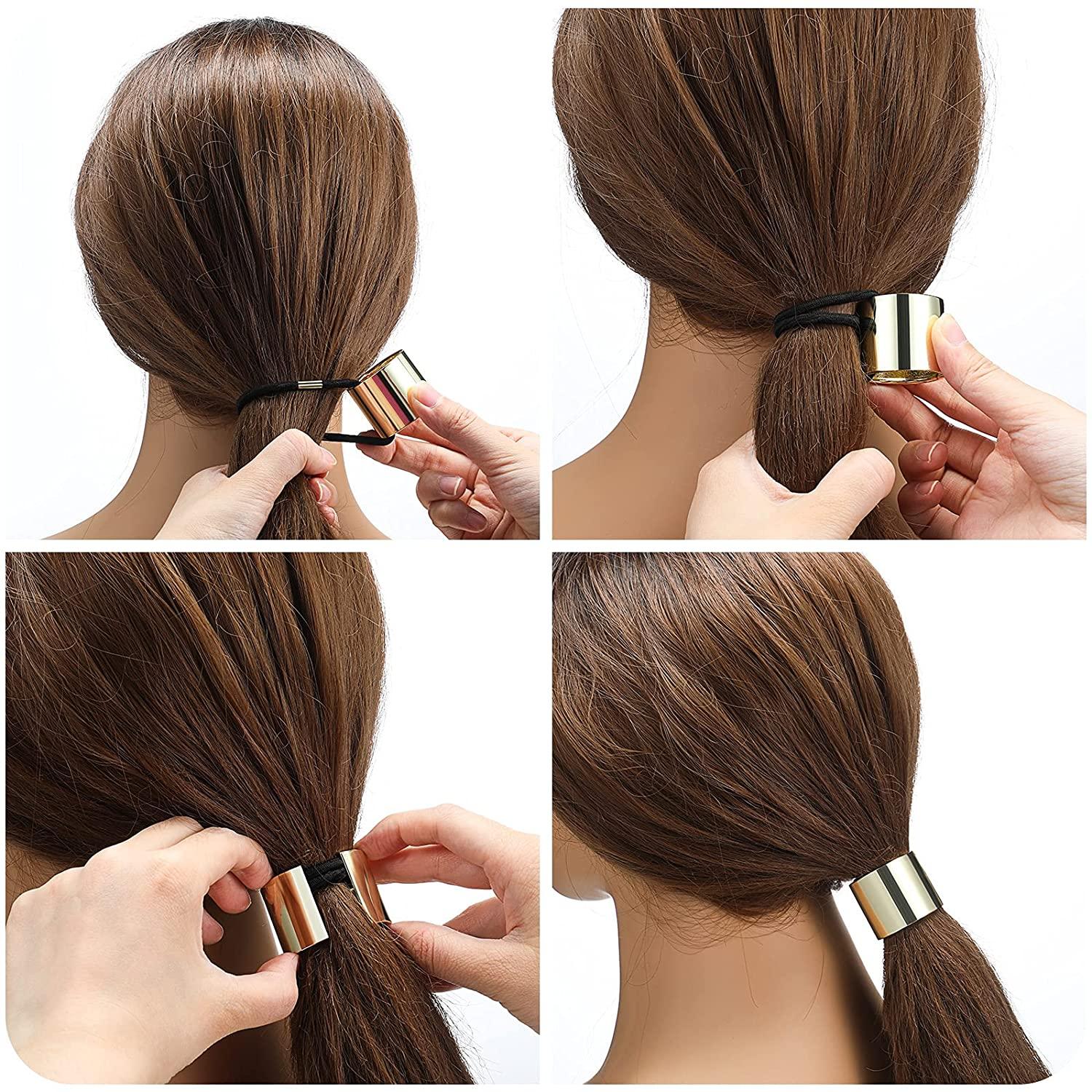 Elastic Woman Hair Accessories Genuine Leather Ring Hair Rubber Band  Handmade | eBay