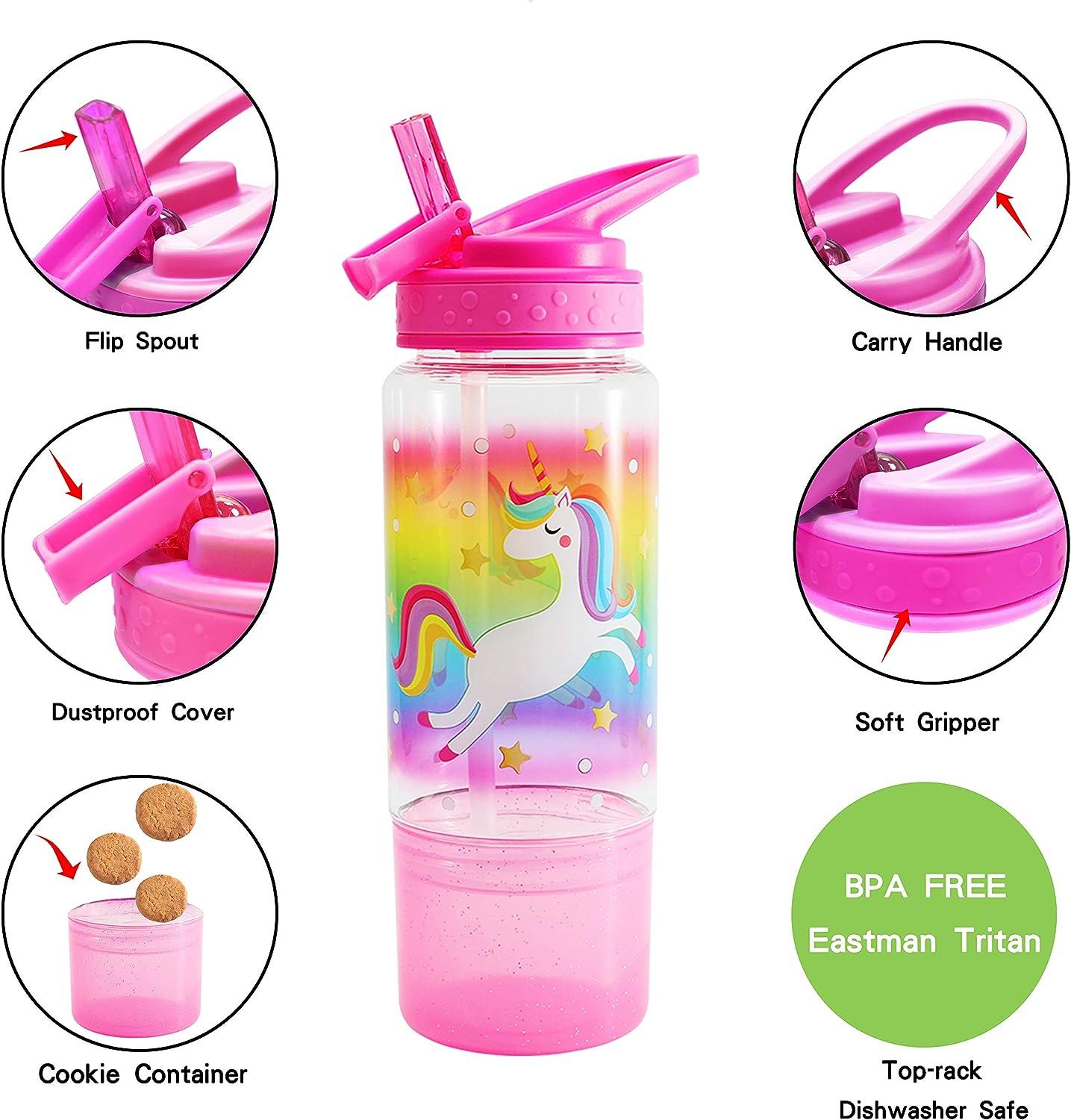 Home Tune 23oz Kids Water Drinking Bottle 2 Pack - BPA Free Flip