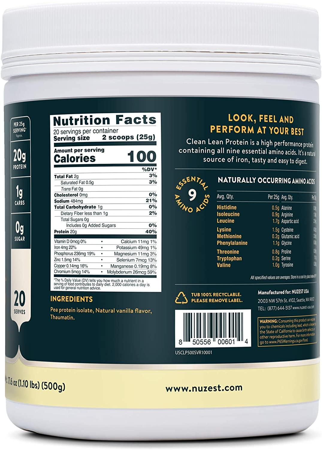 Smooth Vanilla Clean Lean Protein Nuzest Premium Vegan Protein Powder