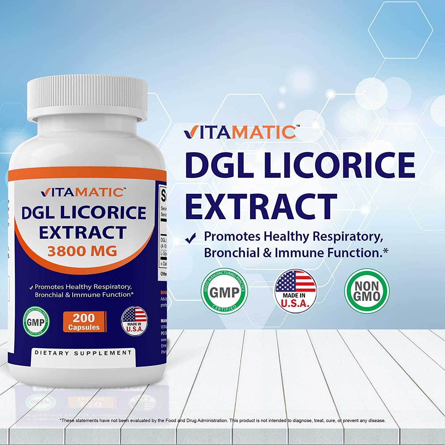 Vitamatic DGL Licorice 101 Extract 380 mg (3800mg Equivalent of