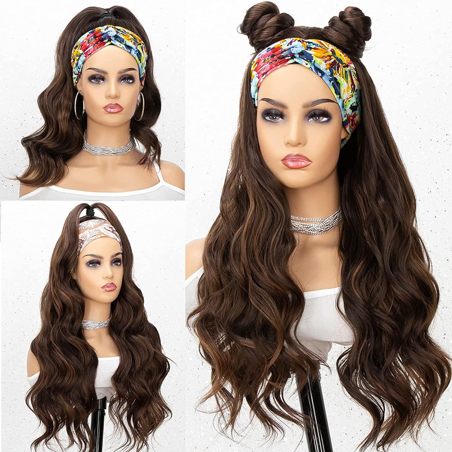 Natural Looking 22 Brown Headband Wig Kryssma Body Wave