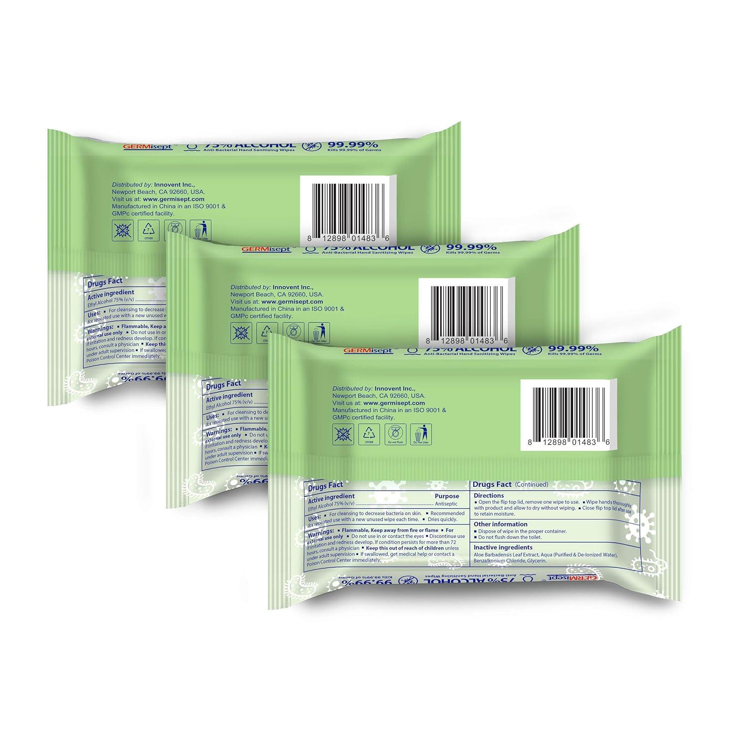 Germisept 75 Alcohol Advanced Hand Sanitizing Wipes 3 Packs of 50