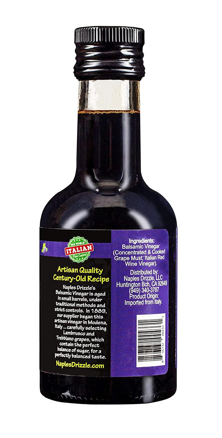 Naples Drizzle BarrelAged Balsamic Vinegar of Modena Rich, Extra Thick, No Added Sugar or