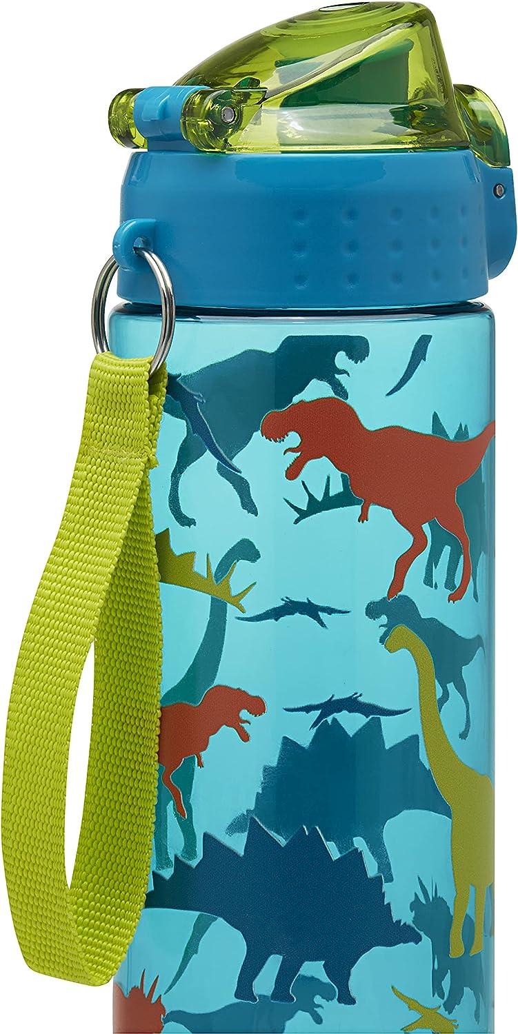 Kidnasium Water Bottles - 24 oz Kids Water Bottle with Push-Button Flip Cap  for Home School Sports Play & On-The-Go Use - BPA-Free and Dishwasher Safe  - Includes Easy-Carry Strap Dino Zone