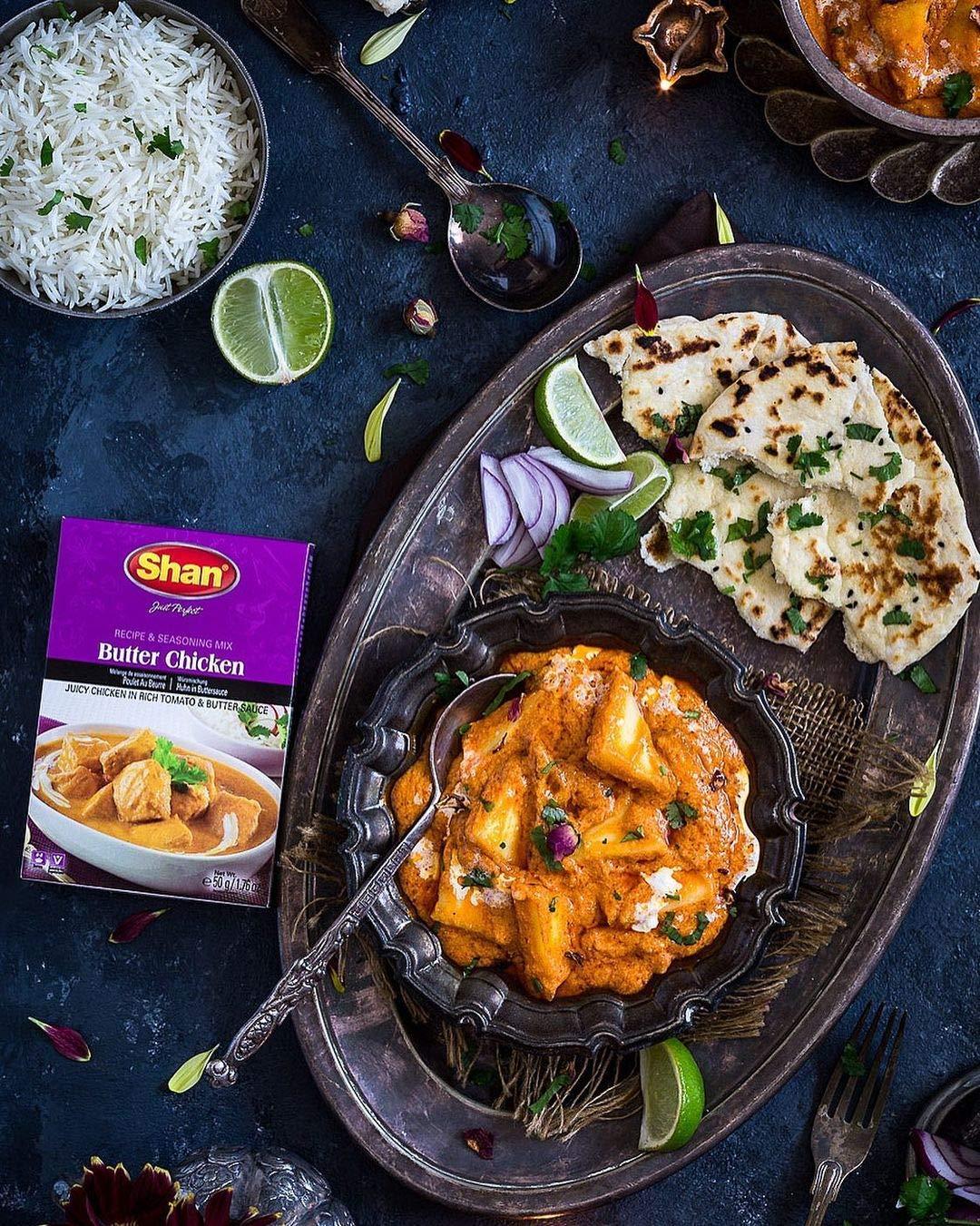 Shan Butter Chicken Seasoning Mix 1.76 oz Rich Tomato & Butter Sauce Spice Powder for Juicy