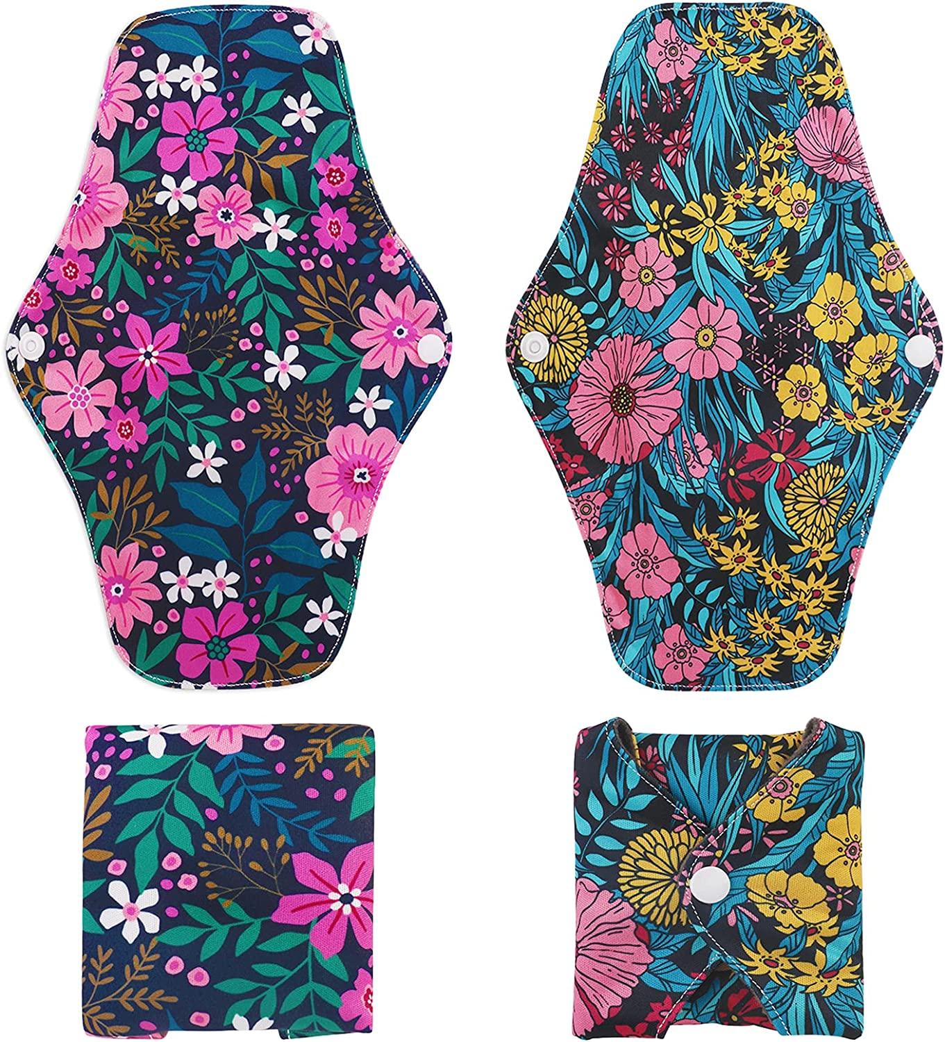 Reusable Menstrual Pads, Bamboo Cloth Pads for Heavy Flow with Wet Bag