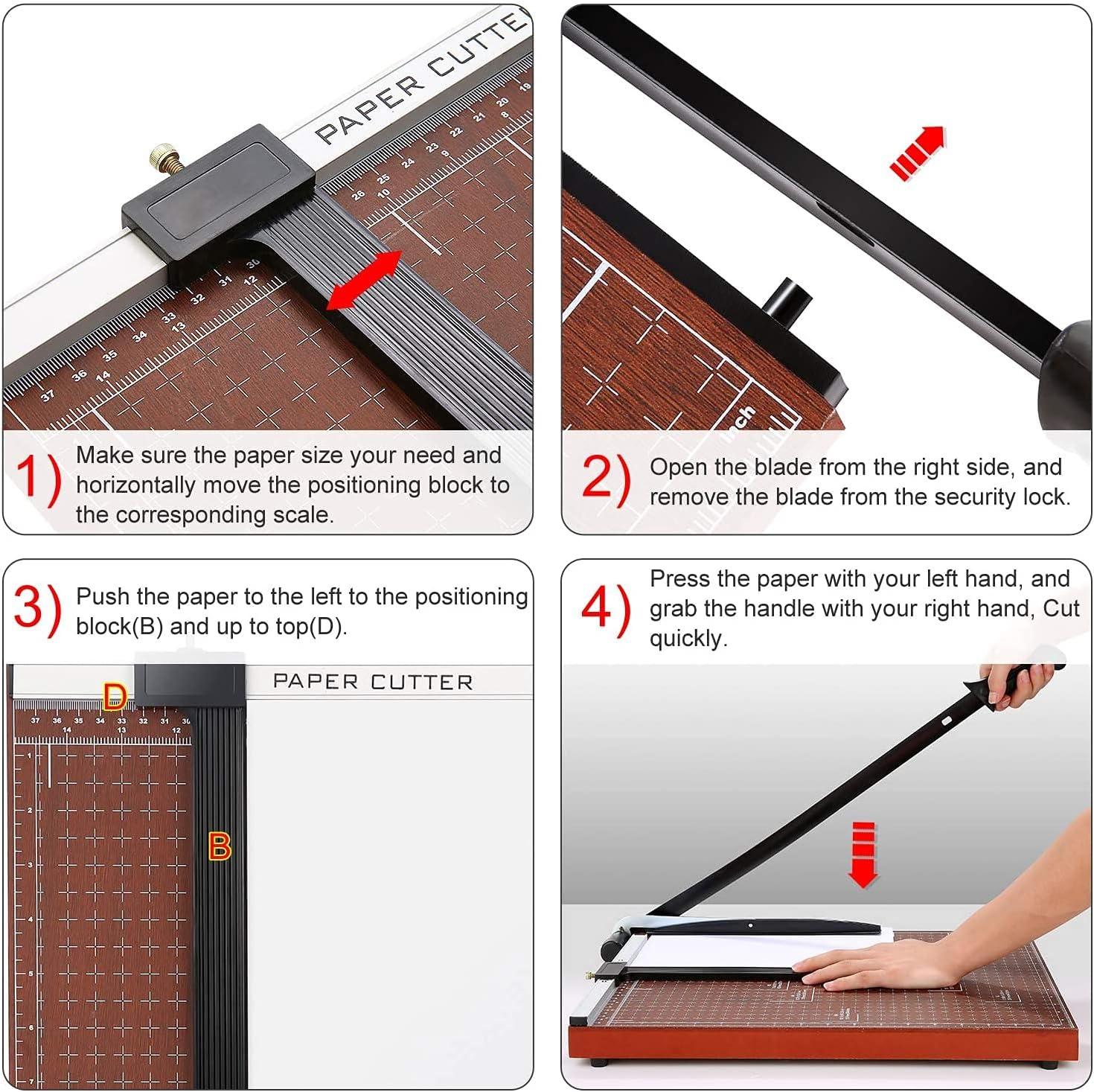 Paper Trimmer, 12 Cut Length A4 Guillotine Paper Cutter Heavy Duty Wooden  Photo