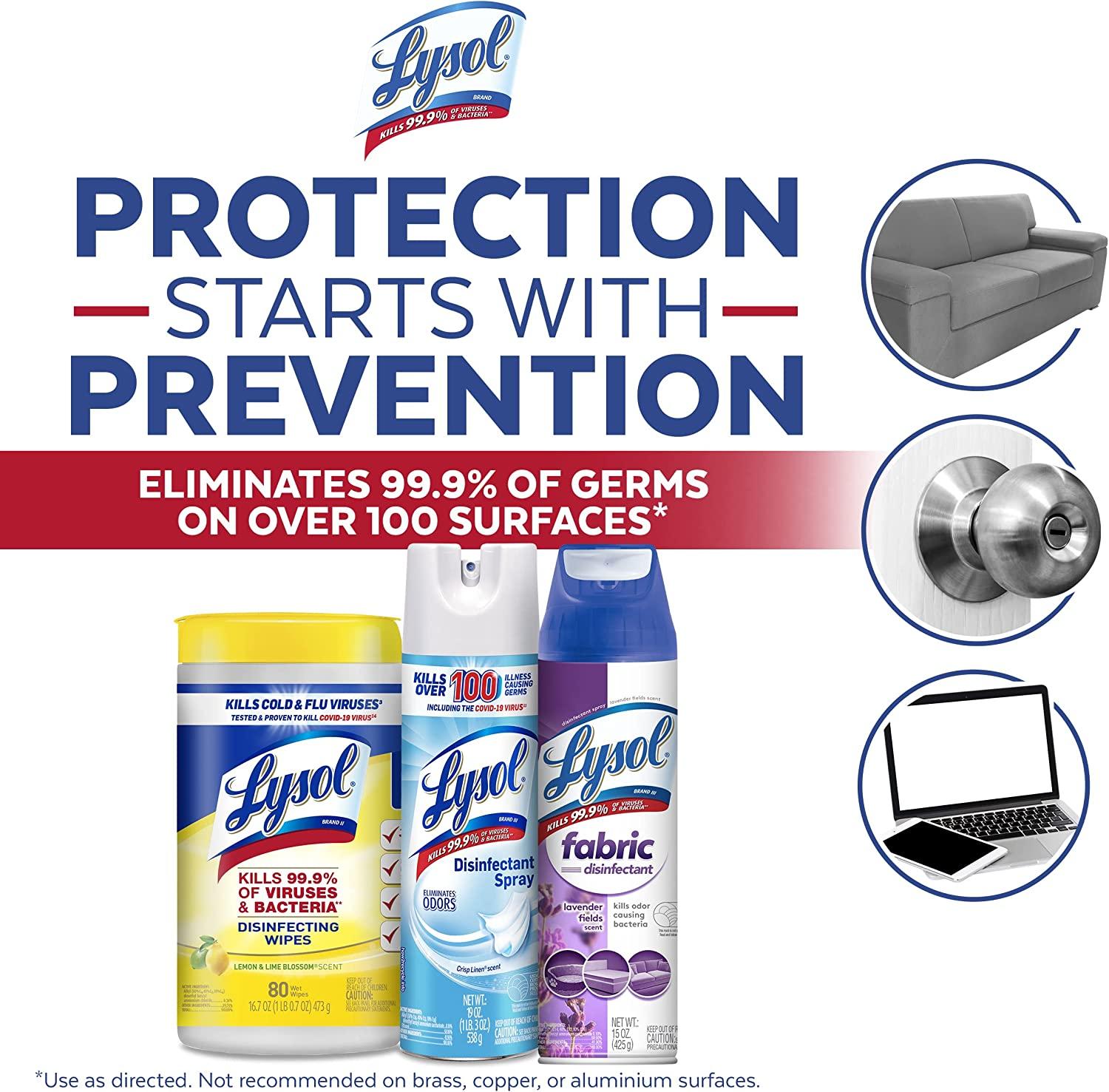 Lysol 4x80ct Canisters + 2+1 Crisp Linen & Lavender Total Disinfection