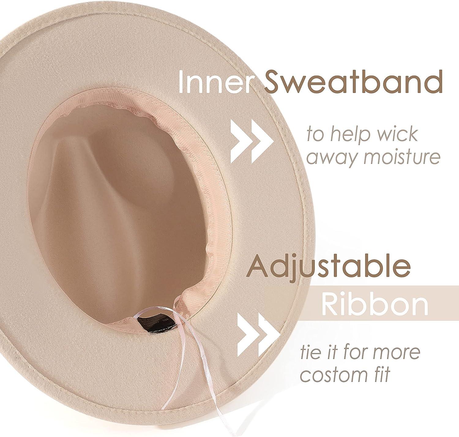 Lisianthus Women's Felt Fedora Hat - Wide Brim Classic Hat With Belt Buckle Design