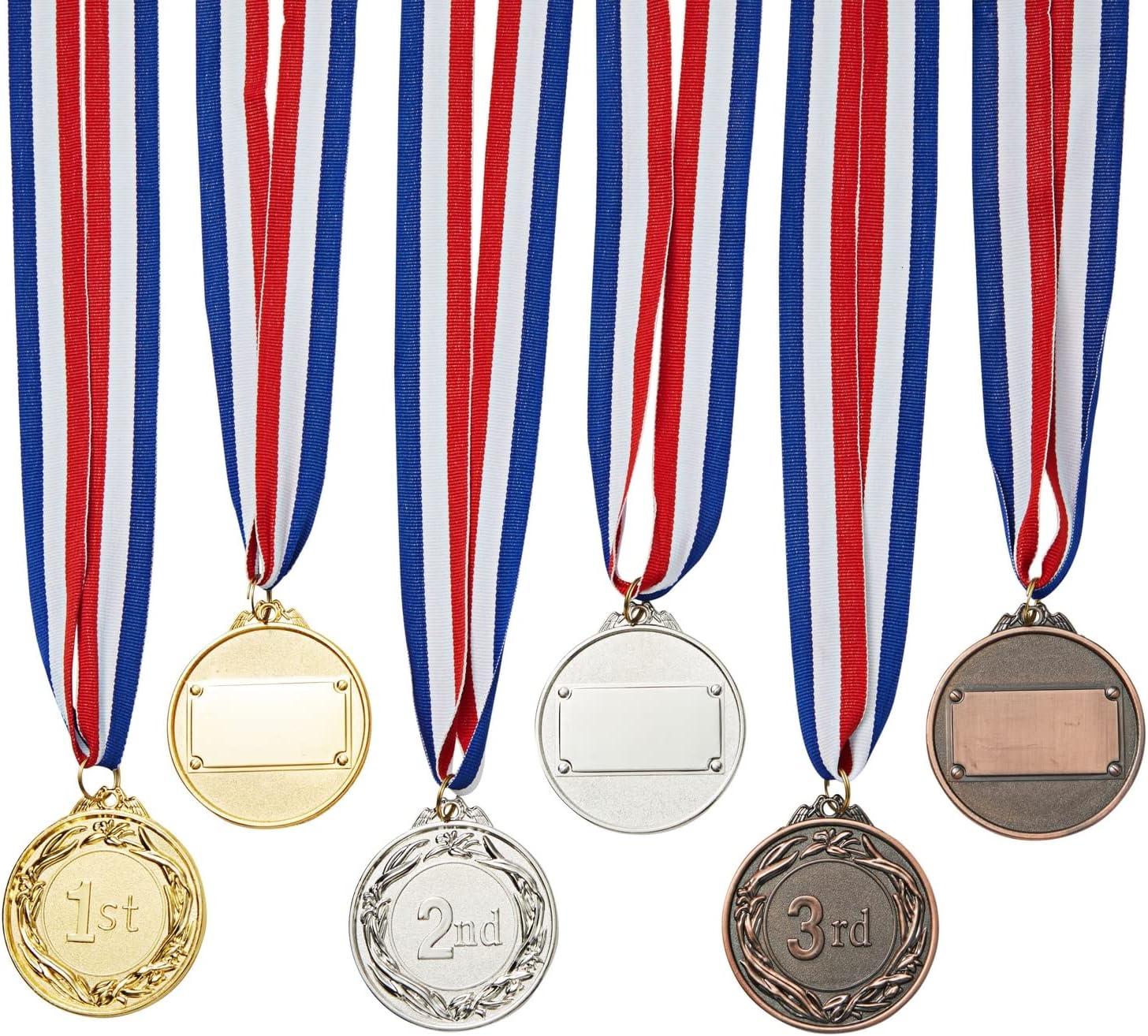 12 Pcs Music Award Medals - 2 Inch Winner Gold Metal Medal With V Neck Ribbons For Singing Tournaments Competitions Party Kids Adults Trophy Award Prize Gift