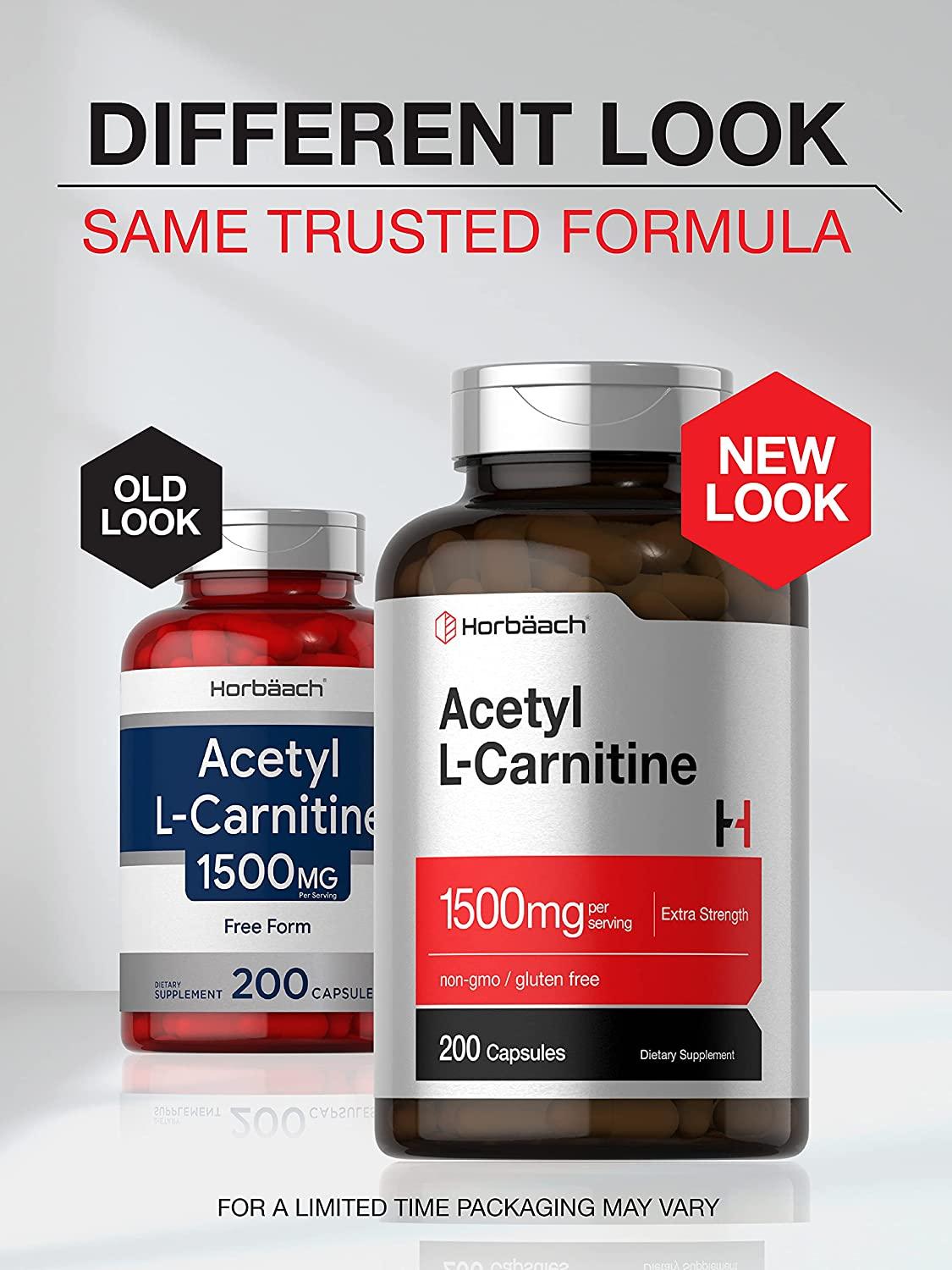 Acetyl LCarnitine 1500 mg 200 Capsules ALCAR NonGMO, Gluten Free by Horbaach