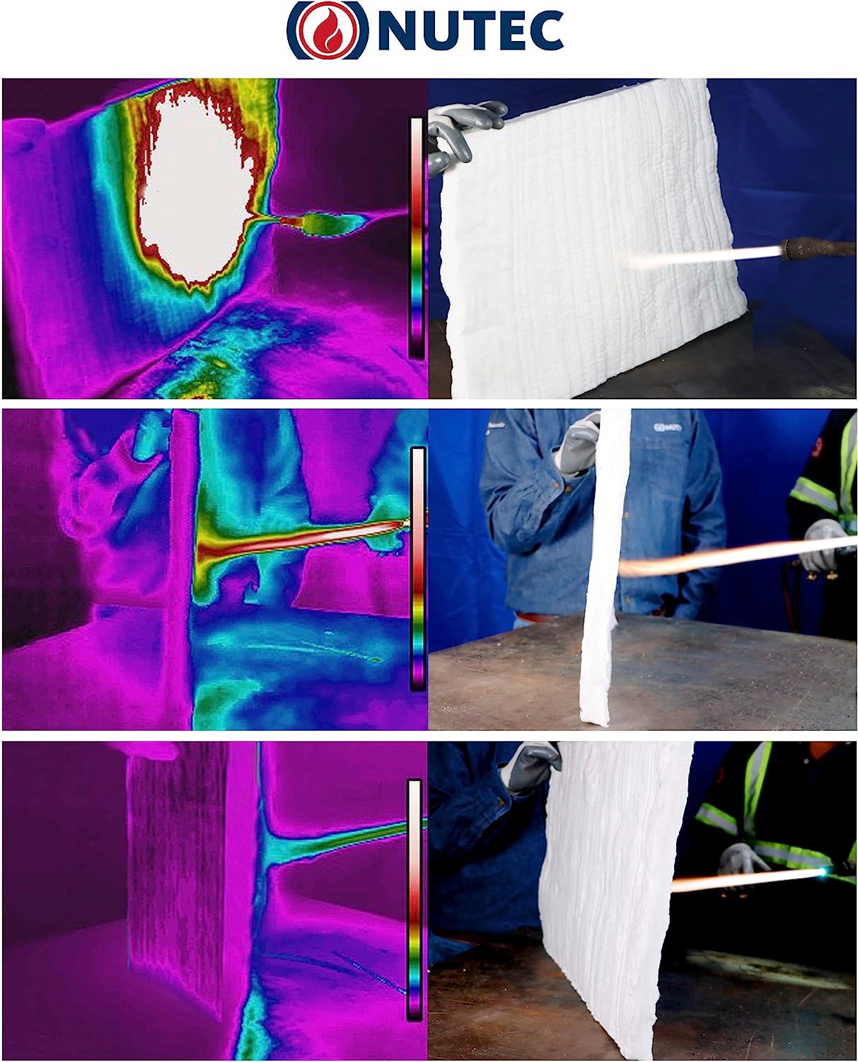 Nutec MaxWool Ceramic Fiber Insulating Blanket, 1/2" x 8" x 10", High